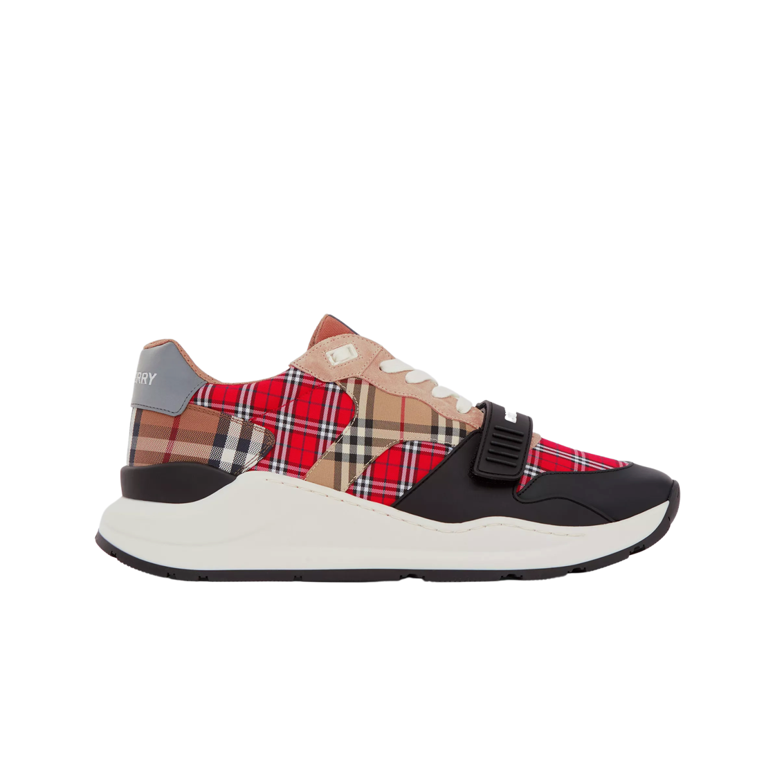 버버리 콘트라스트 체크 레더 스니커즈 멀티컬러(Burberry Contrast Check and Leather Sneakers Multicolour) - 1