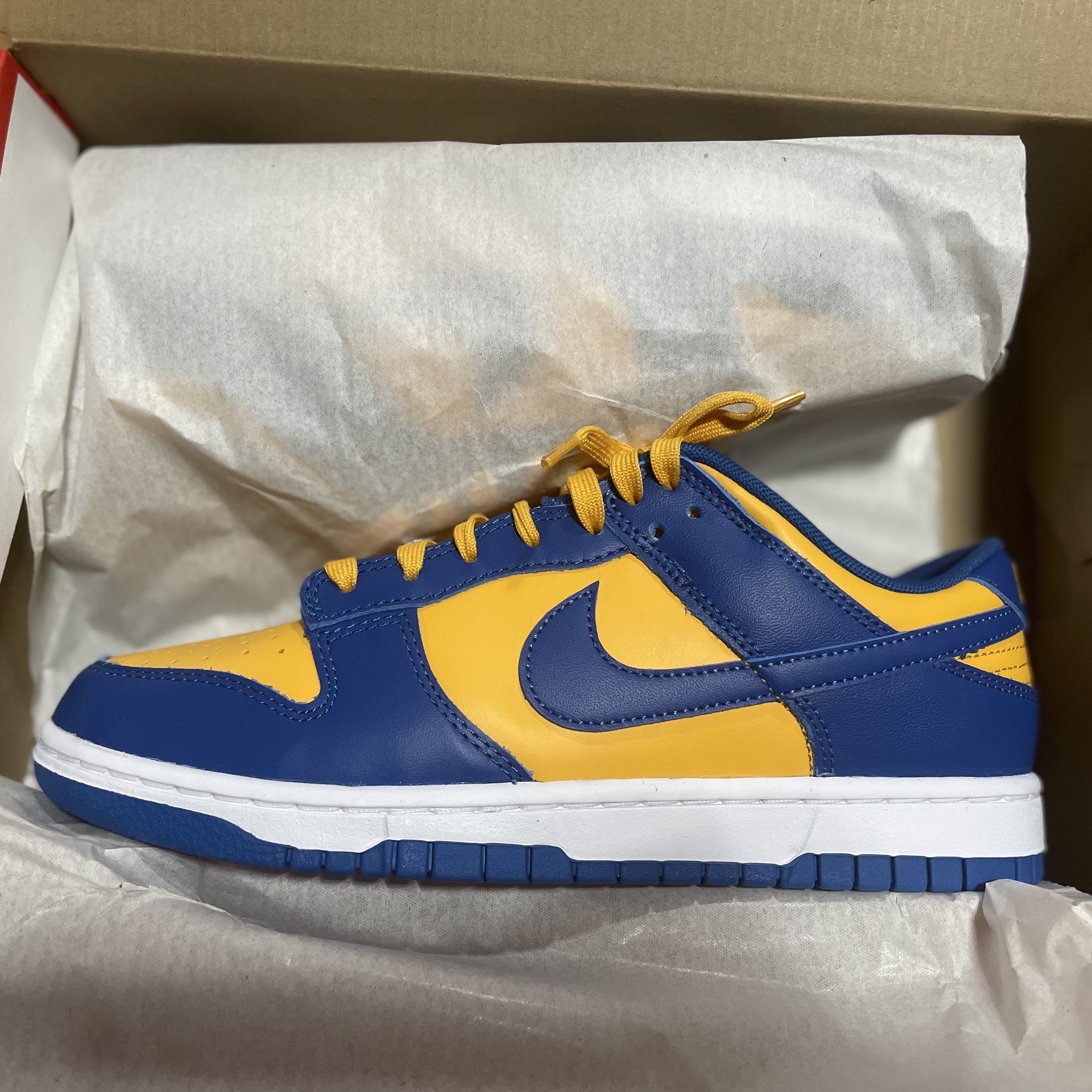 Nike Dunk Low Retro Blue Jay and University Gold 착용 스타일