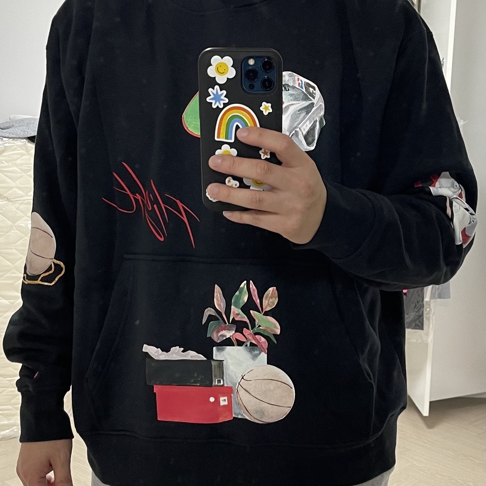 Jordan Flight Artist Series By Jacob Rochester Fleece Pullover Hoodie Black - Asia 착용 스타일