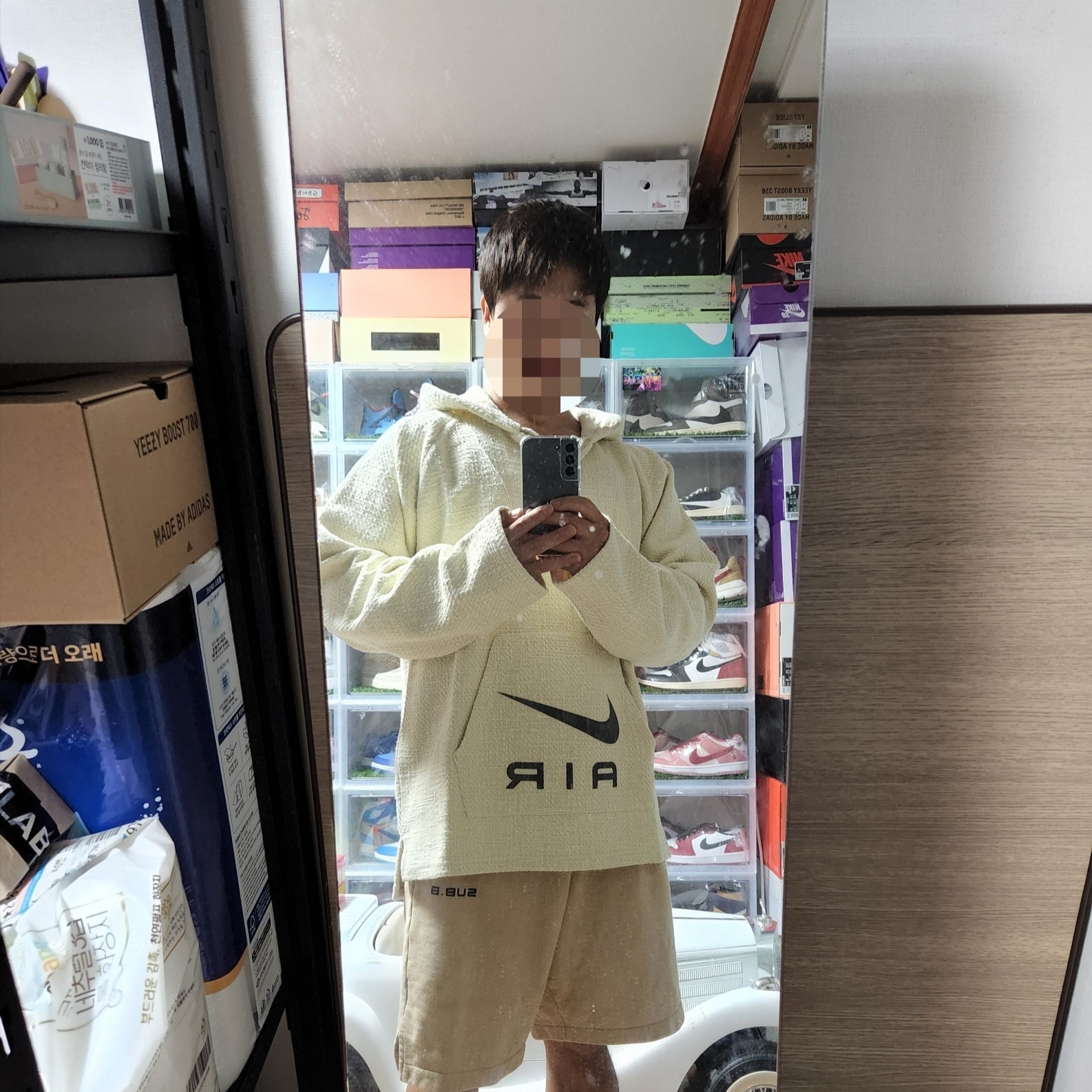 Nike x Stussy NRG Fleece Hemp Pullover Natural 착용 스타일 - 3