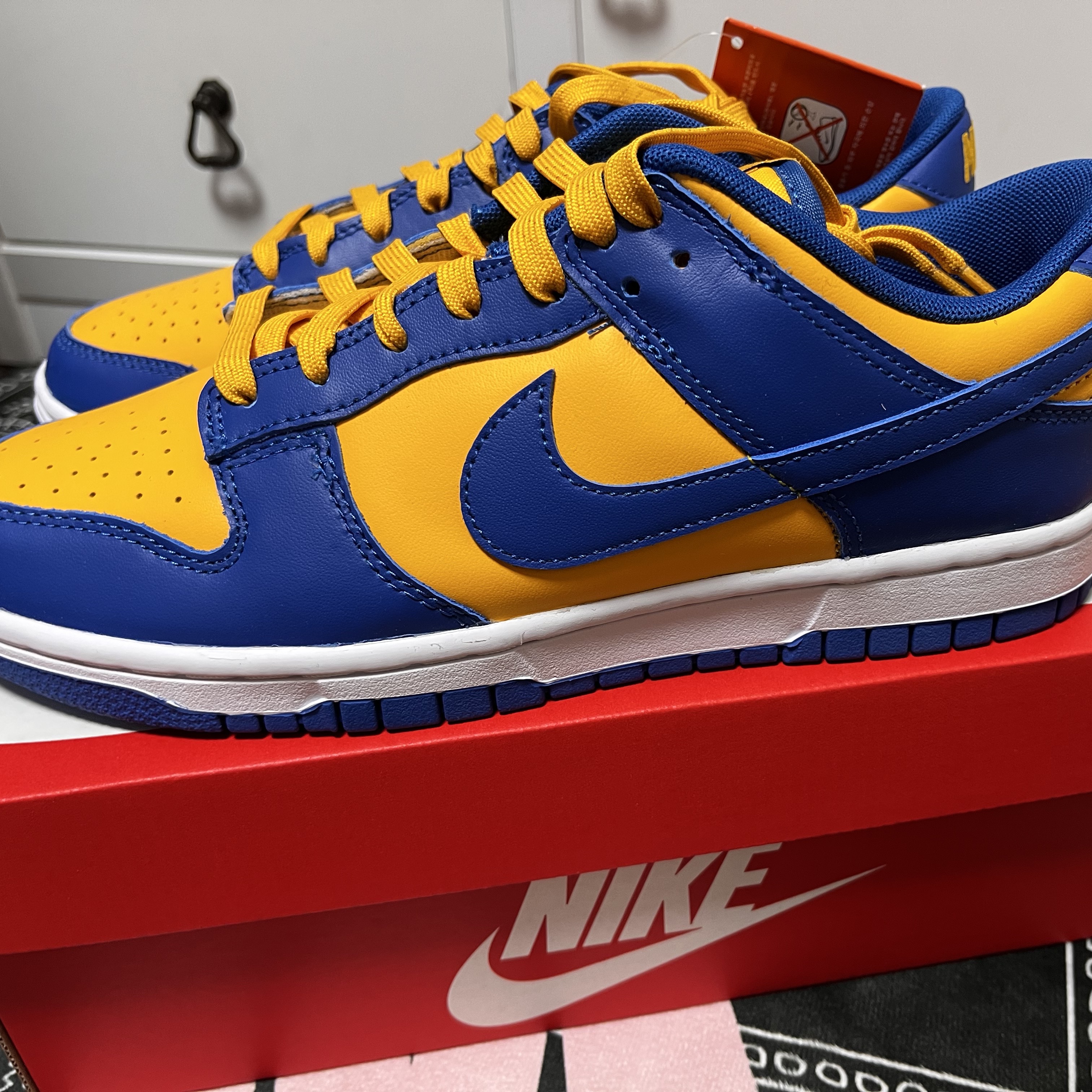 Nike Dunk Low Retro Blue Jay and University Gold 착용 스타일