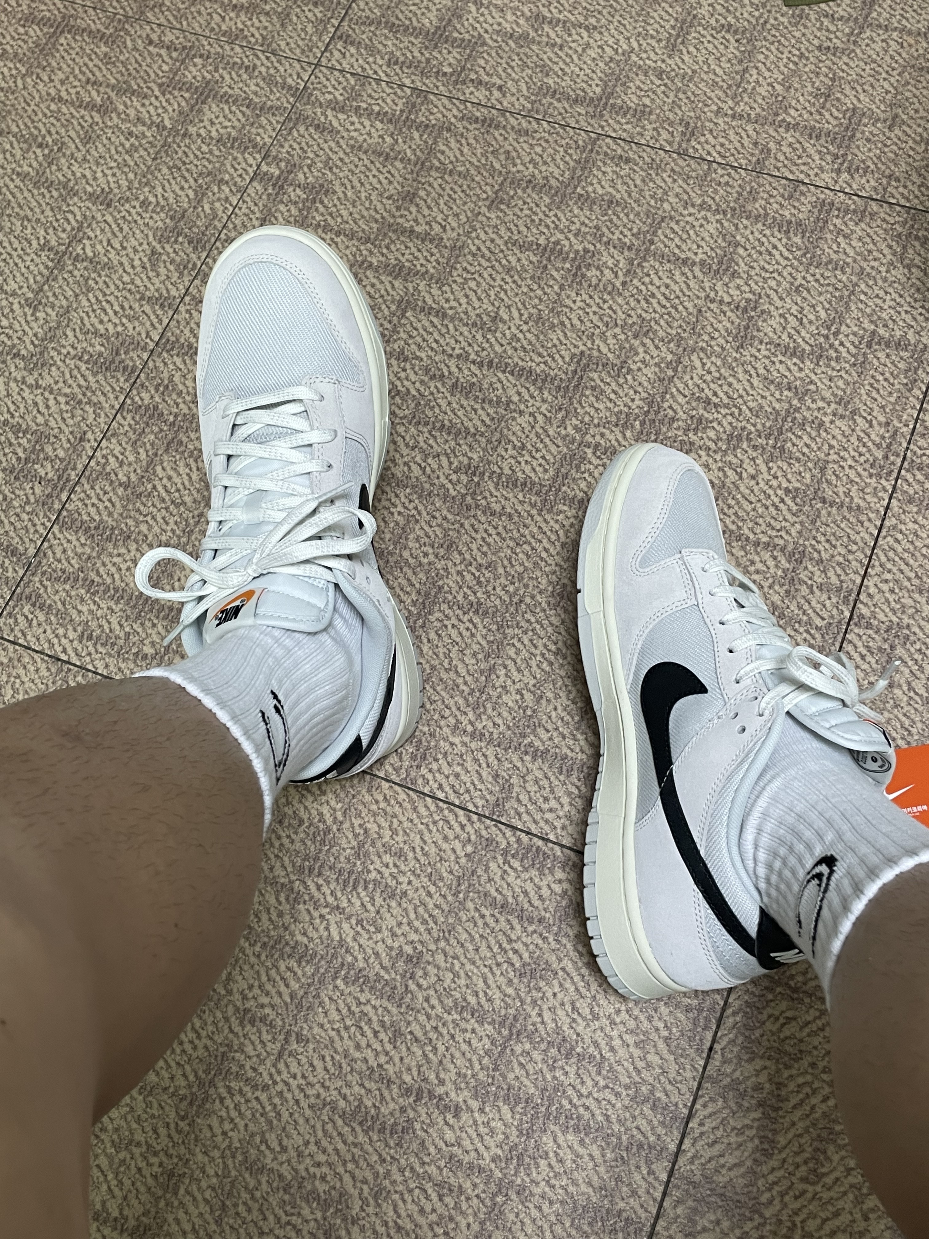 Nike Dunk Low SE Photon Dust and Summit White 착용 스타일