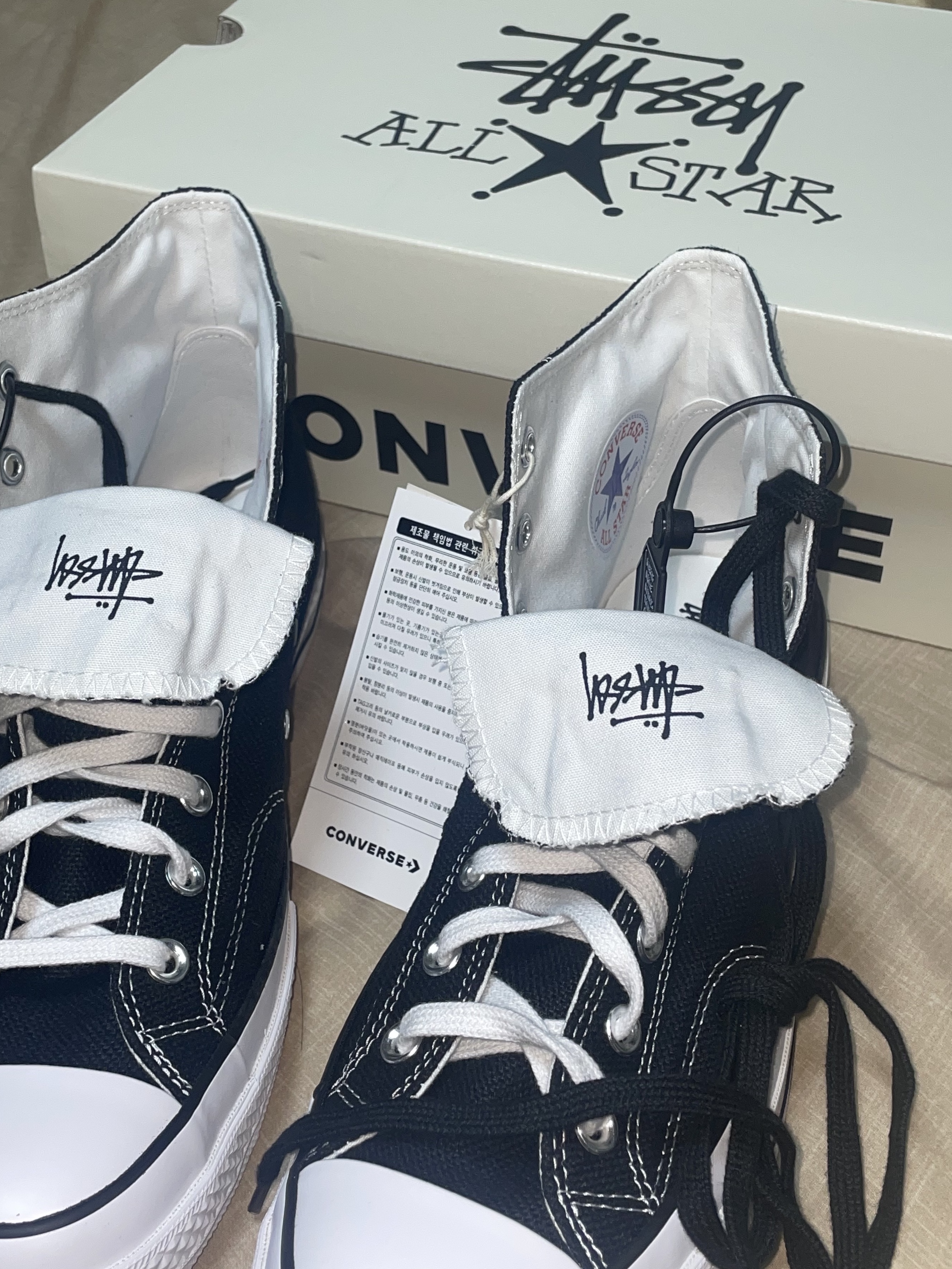 Converse x Stussy Chuck 70 High Black 착용 스타일