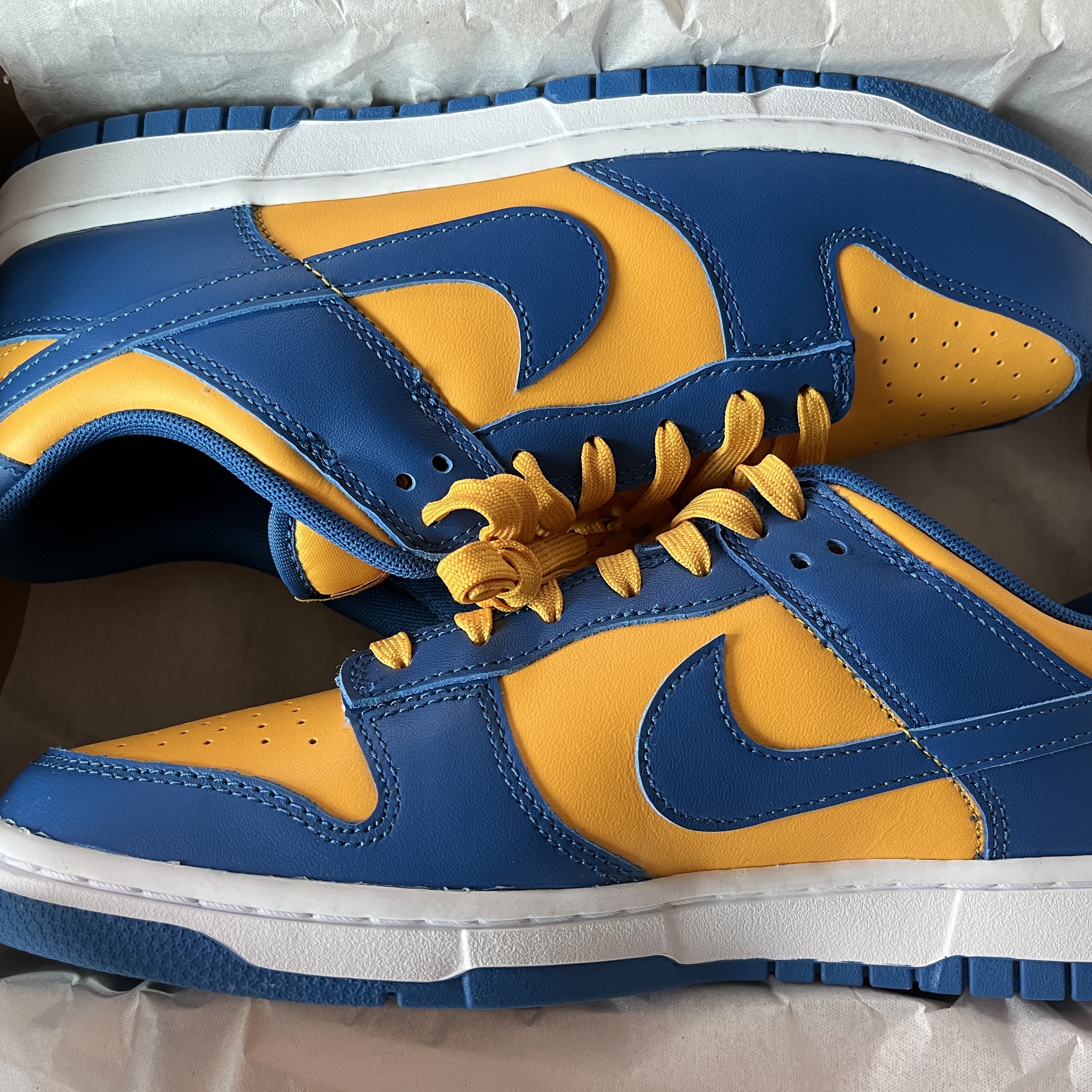 Nike Dunk Low Retro Blue Jay and University Gold 착용 스타일 - 3