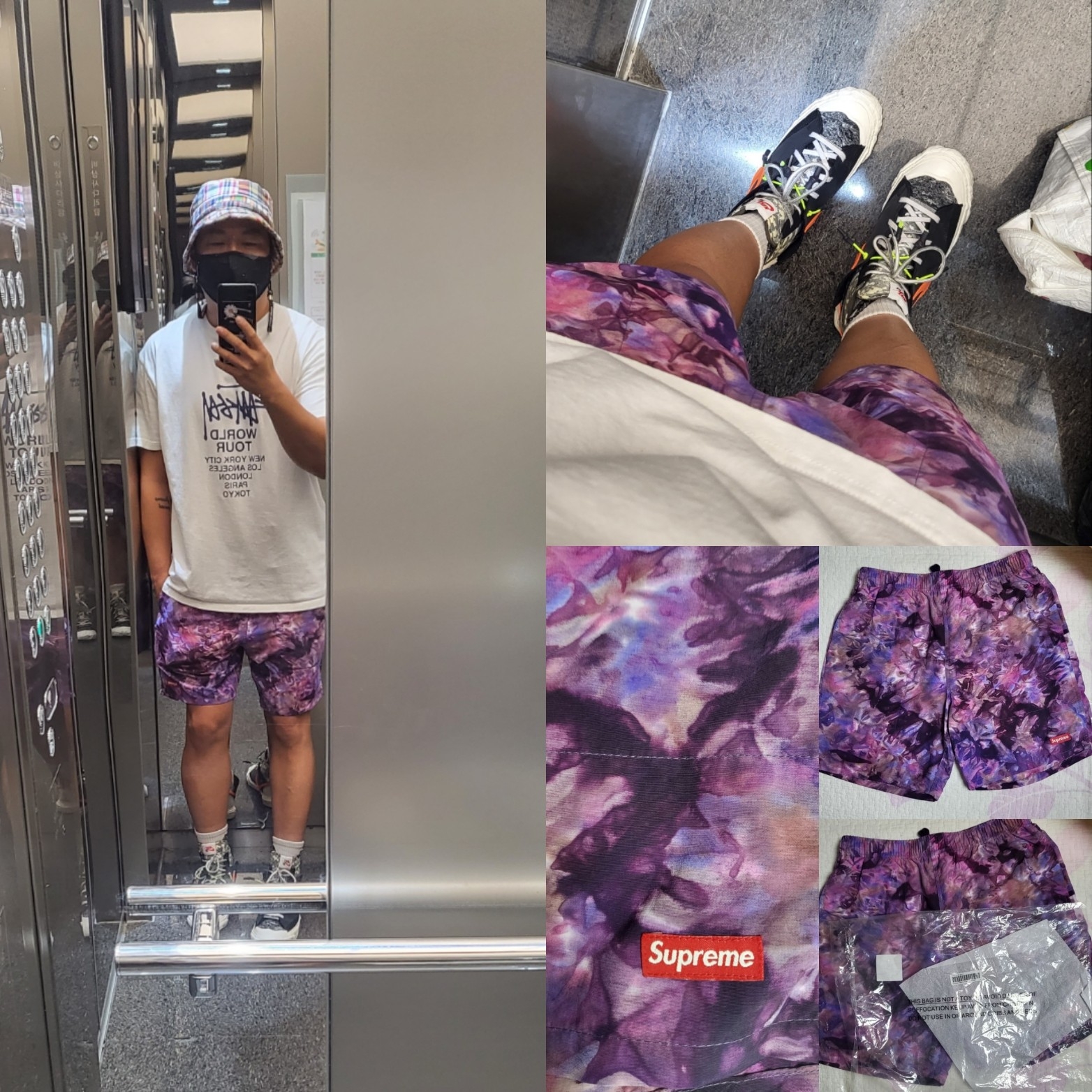 Supreme Nylon Water Shorts Dyed Purple - 22SS, Nike x Readymade Blazer Mid Black 착용 스타일