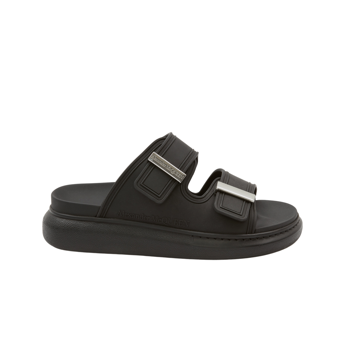 (W) 알렉산더 맥퀸 하이브리드 슬라이드 블랙 실버((W) Alexander McQueen Hybrid Slide Black Silver)