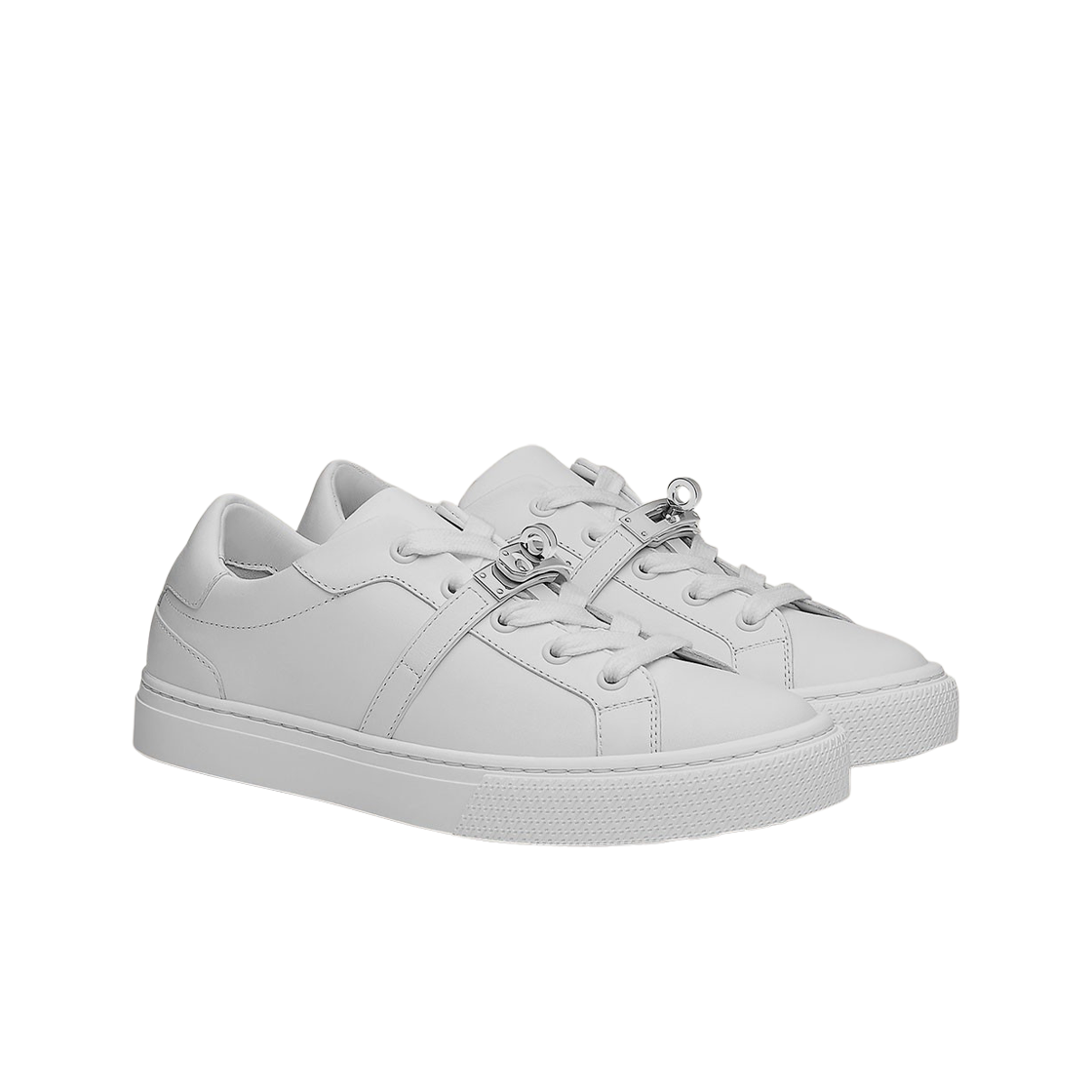 (W) 에르메스 데이 스니커즈 카프스킨 & 팔라듐 하드웨어 블랑((W) Hermes Day Sneakers Calfskin & Palladium Blanc) - 2