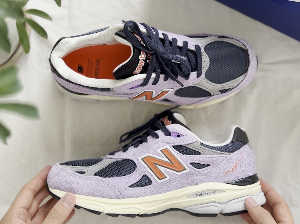 New Balance 990v3 Made in USA Raw Amethyst 착용 스타일