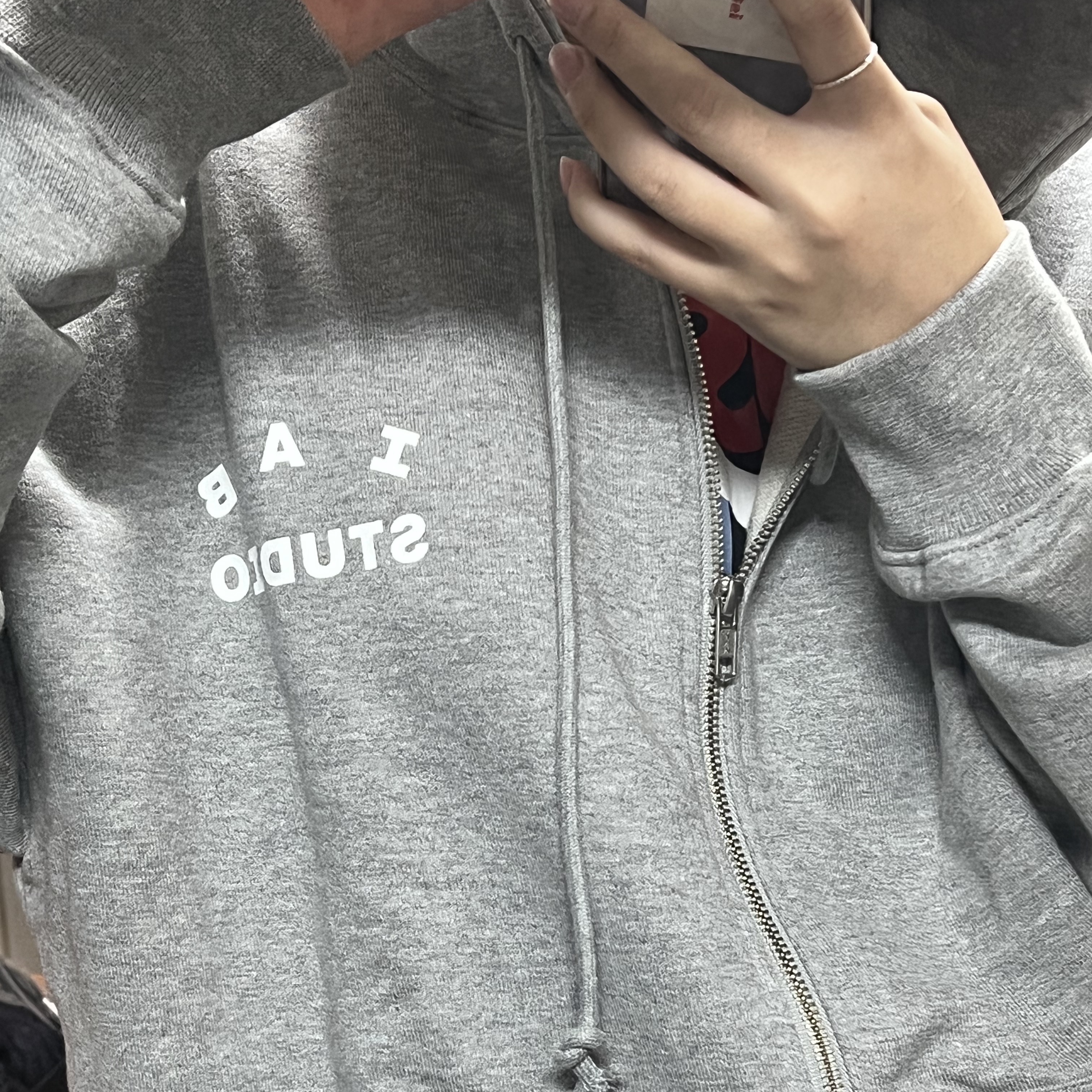 IAB Studio Zip-Up Hoodie Gray - 22FW 착용 스타일 - 1