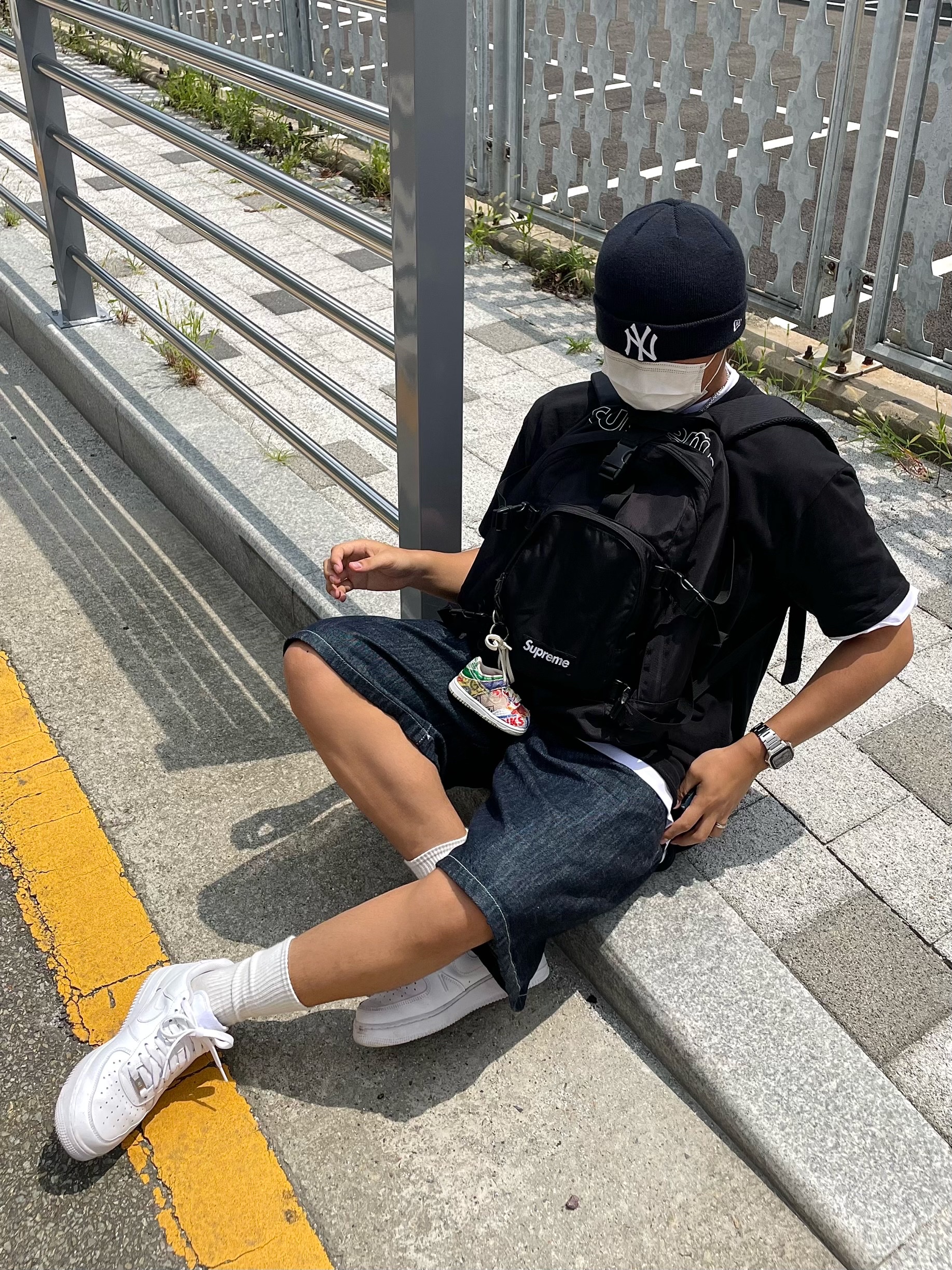 Nike Air Force 1 '07 Low White, Supreme Backpack Black - 19FW 착용 스타일 - 2