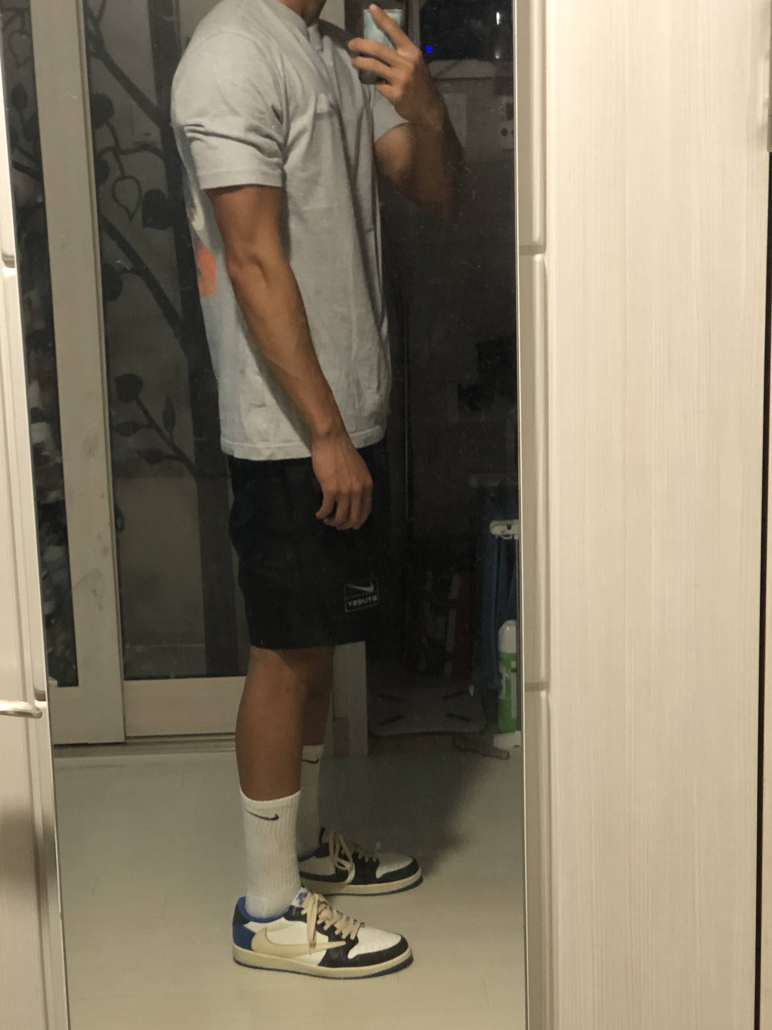 Nike x Stussy NRG FL Storm-Fit Pants Black (DO7170-010), Jordan 1 x Travis Scott x Fragment Retro Low OG SP Military Blue 착용 스타일 - 2