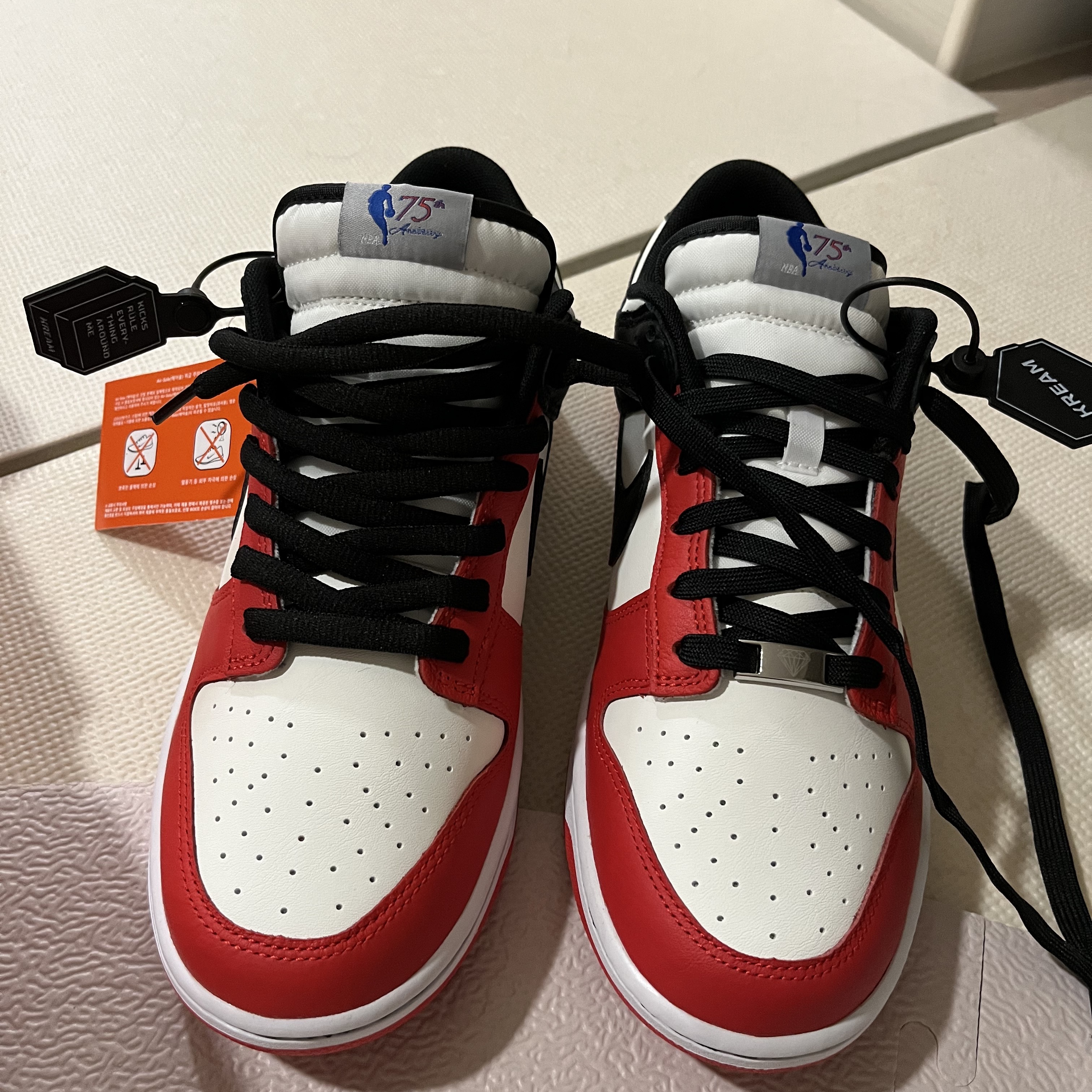 Nike x NBA Dunk Low Retro EMB Black and Chile Red 착용 스타일 - 2