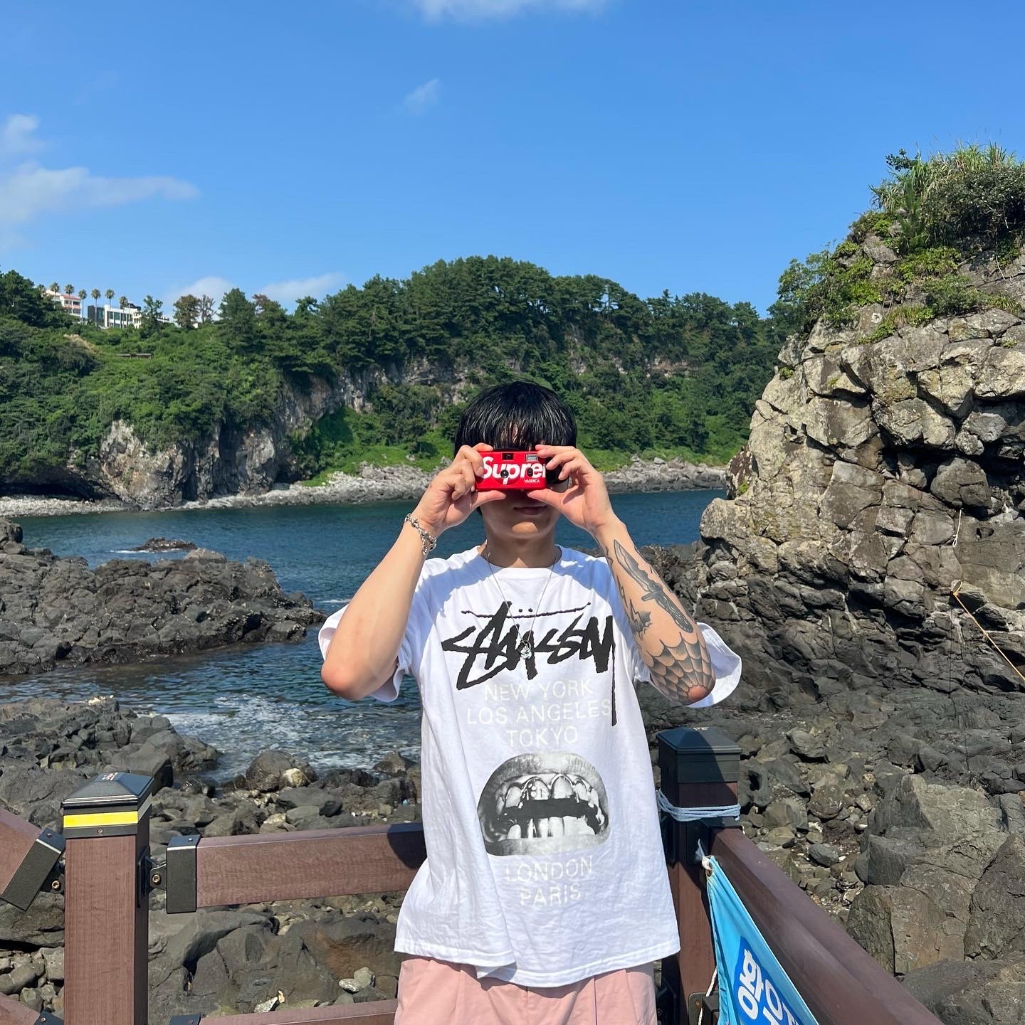 Stussy x Rick Owens 40 WT T-Shirt, Supreme Yashica MF-1 Camera Red - 21SS 착용 스타일