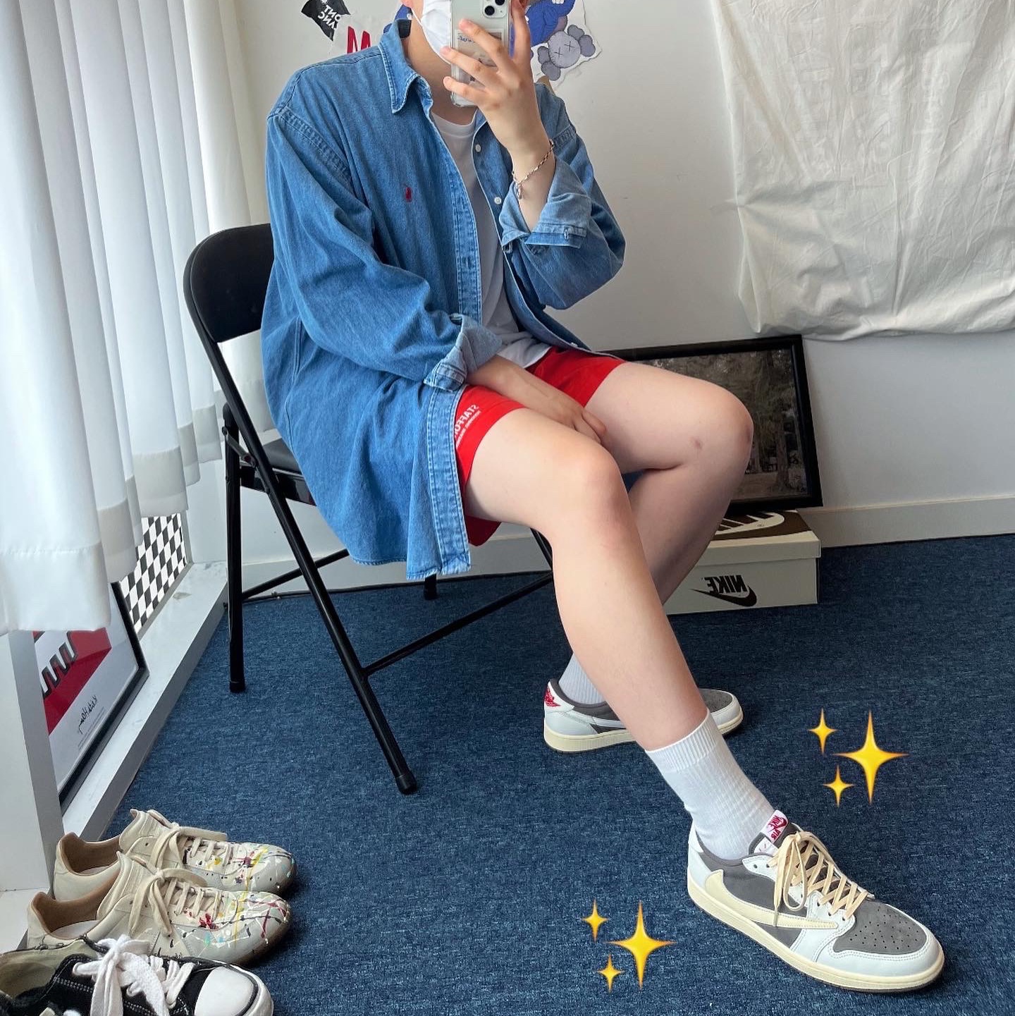 Jordan 1 x Travis Scott Retro Low OG SP Sail and Ridgerock 착용 스타일