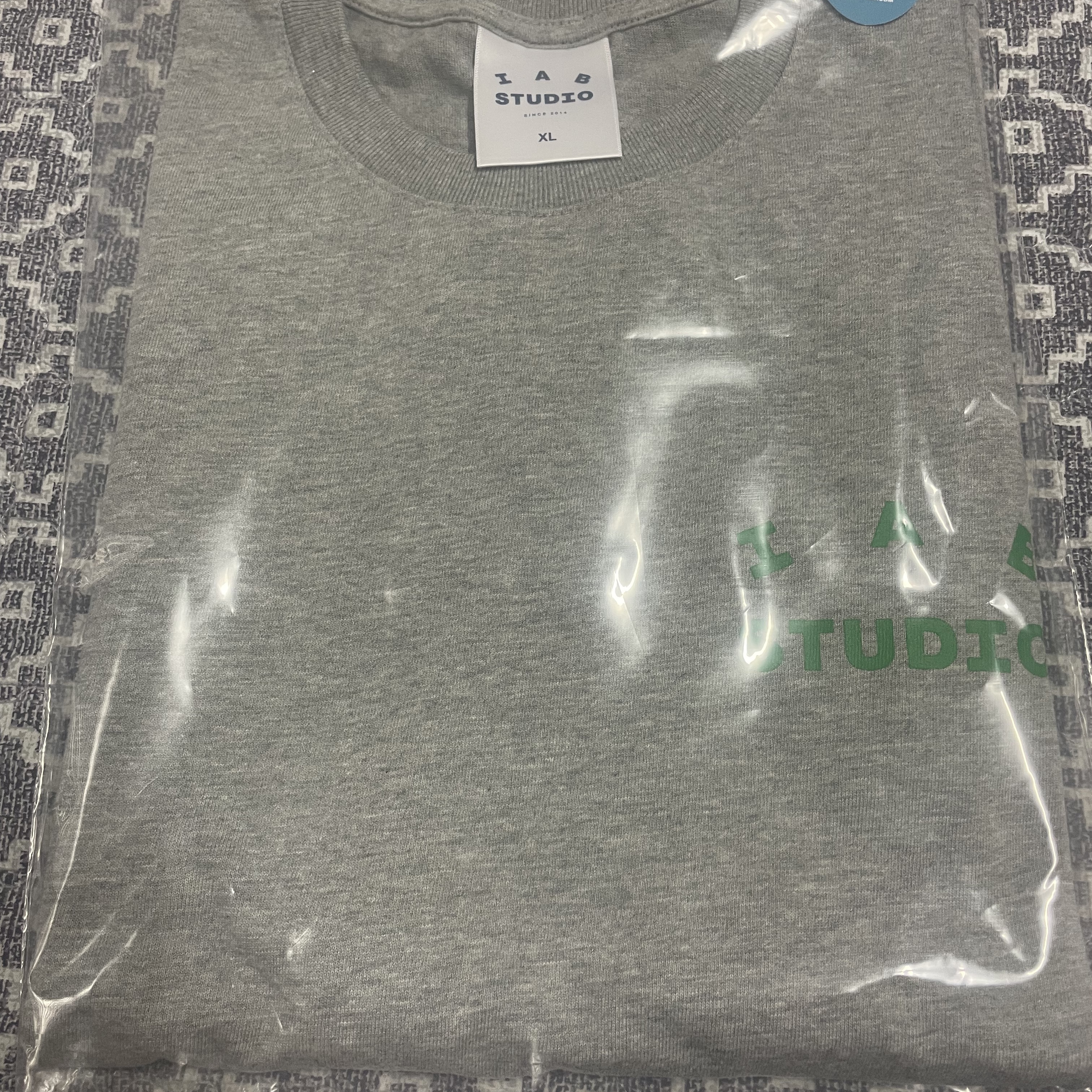 IAB Studio T-Shirt White Navy - 22FW, IAB Studio T-Shirt Gray Green - 22FW 착용 스타일 - 2