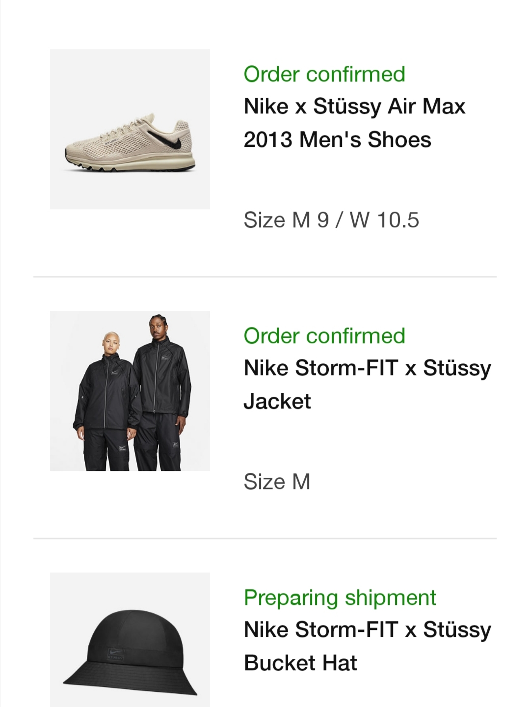 Nike x Stussy Air Max 2013 Fossil, Nike x Stussy NRG FL Storm-Fit Jacket Black (DO5304-010) 착용 스타일