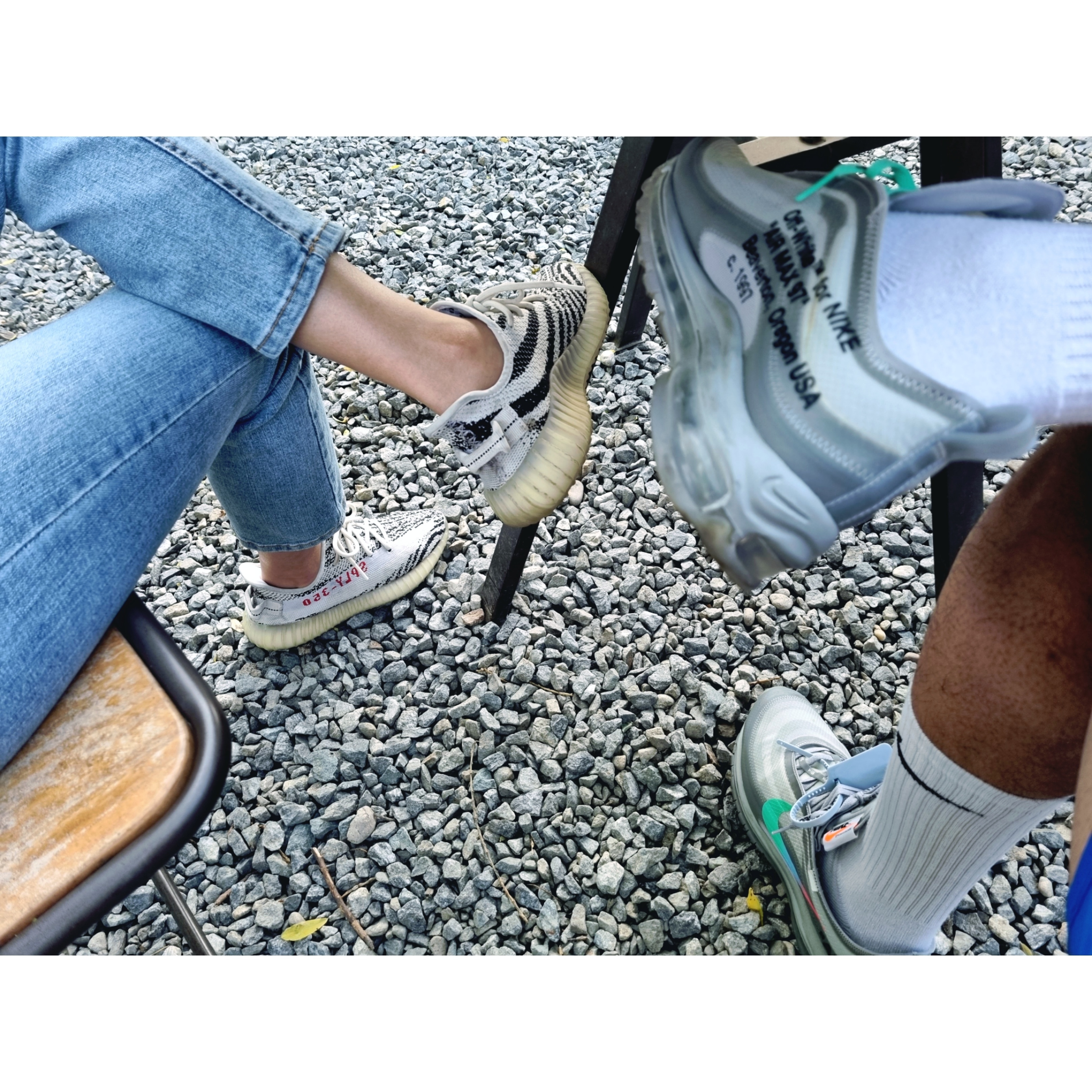Adidas Yeezy Boost 350 V2 Zebra 2017/2019/2020, Nike x Off-White Air Max 97 Menta 착용 스타일