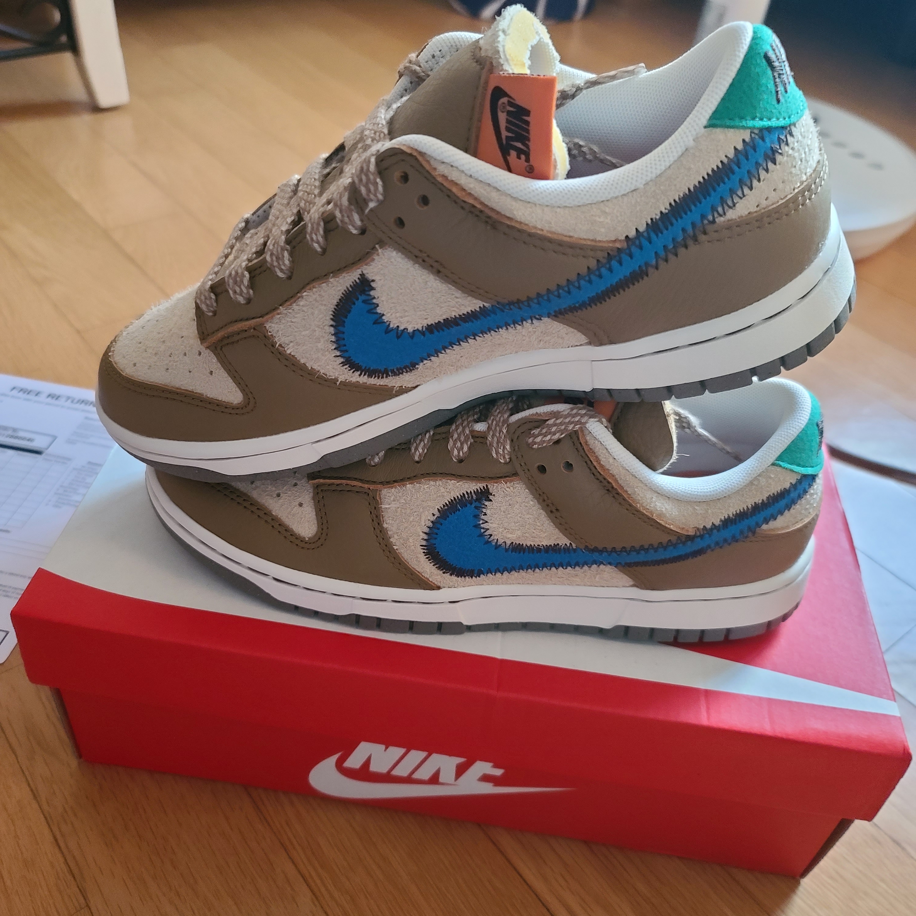 Nike x Size? Dunk Low Dark Driftwood Photo Blue 착용 스타일 - 3