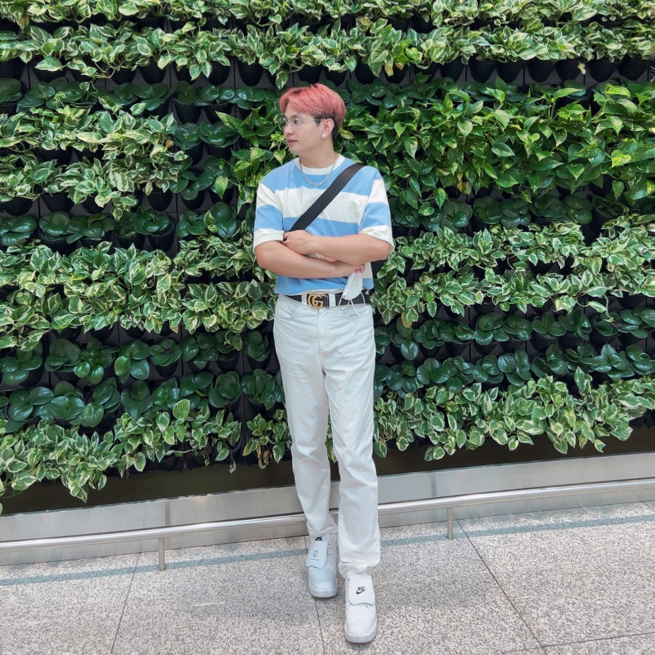 Nike x Peaceminusone Kwondo1 White, Gucci GG Marmont Leather Belt with Double G Buckle Black Brass 착용 스타일