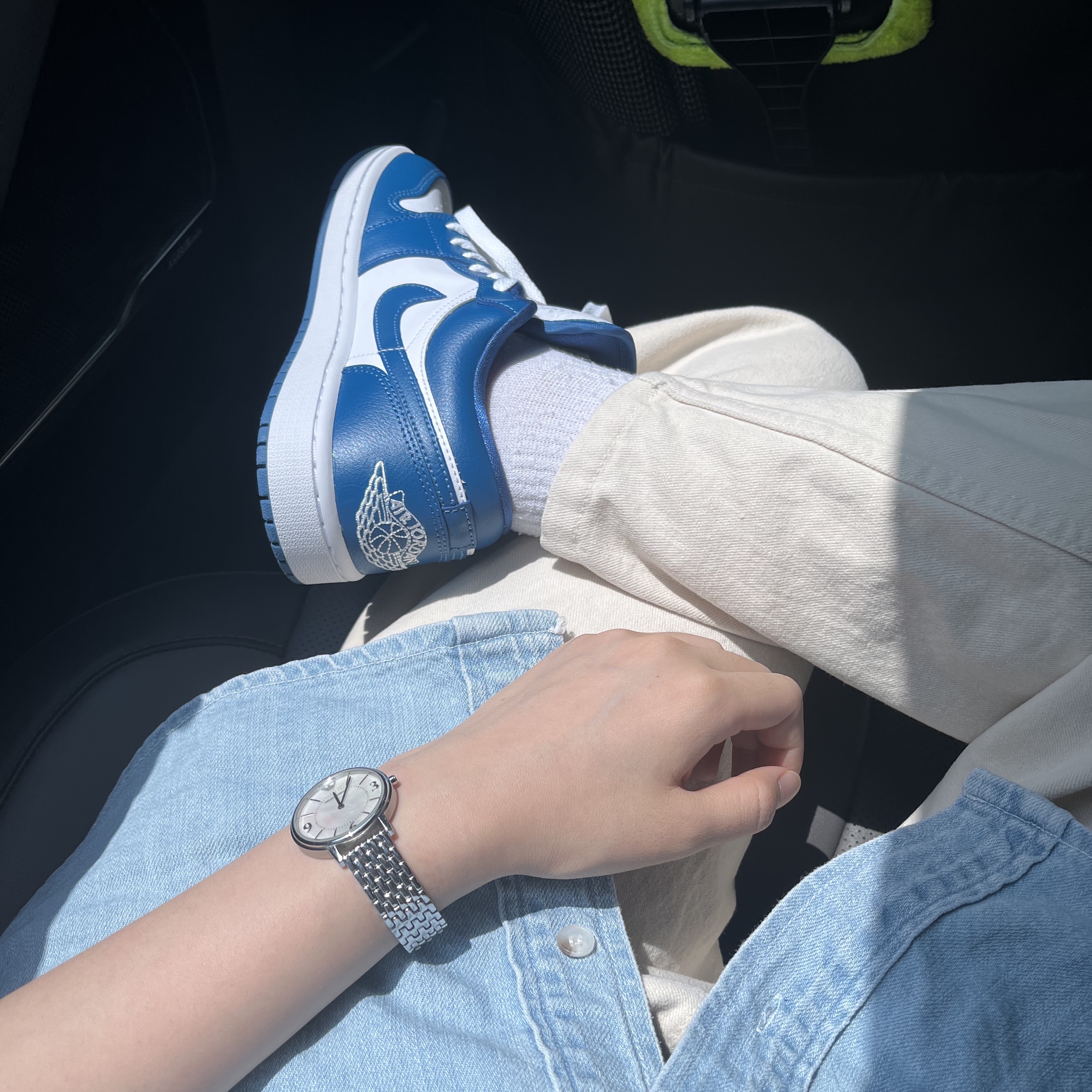 (W) Jordan 1 Low White Dark Marina Blue 착용 스타일