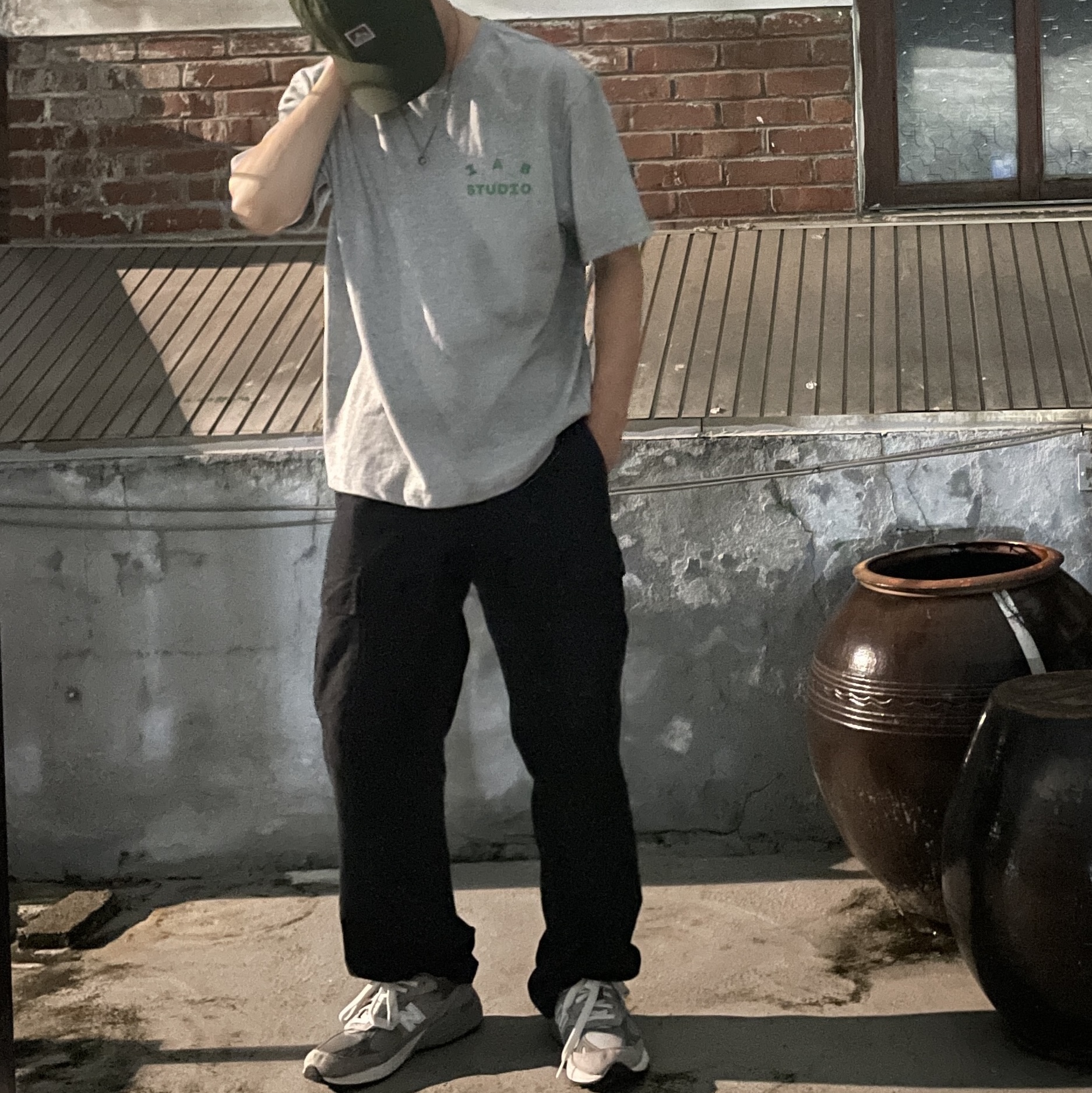IAB Studio T-Shirt Gray Green - 22FW, New Balance 993 Made in USA Grey - D Standard 착용 스타일
