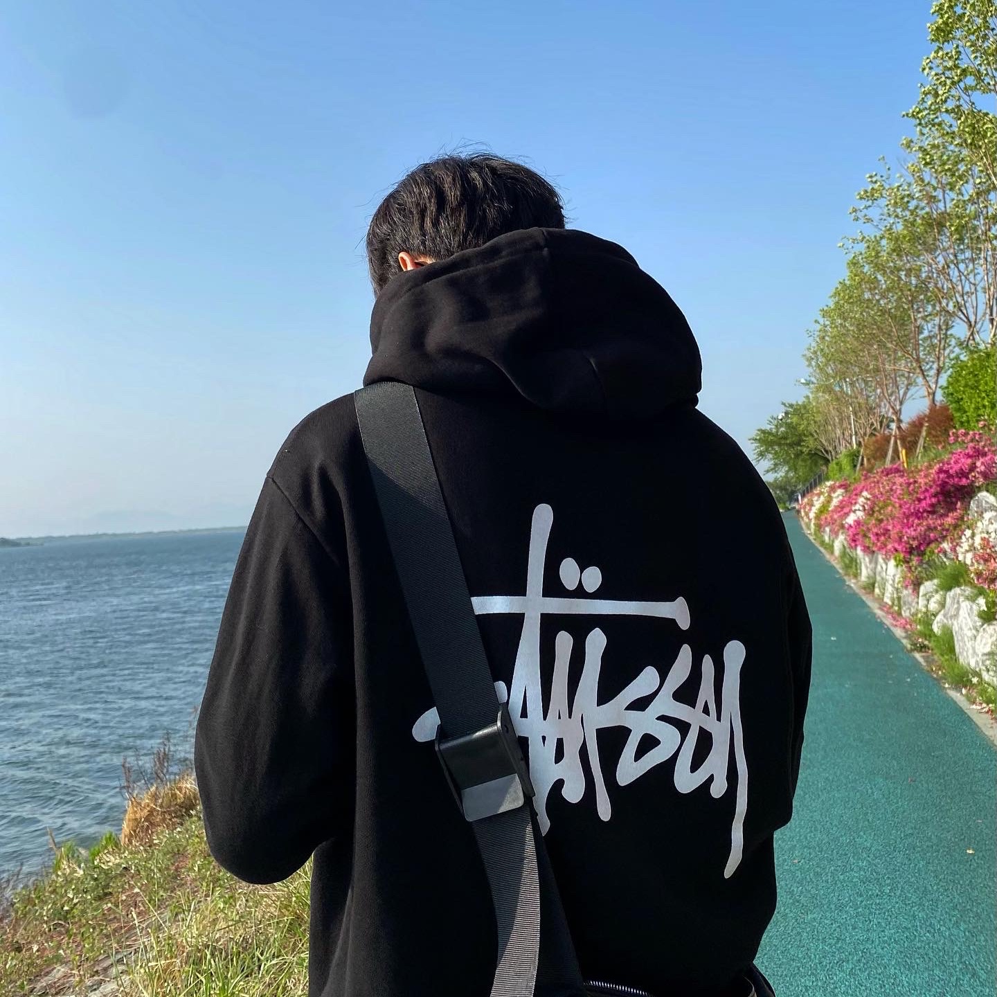 Stussy Basic Stussy Hoodie Black 2022 착용 스타일 - 2