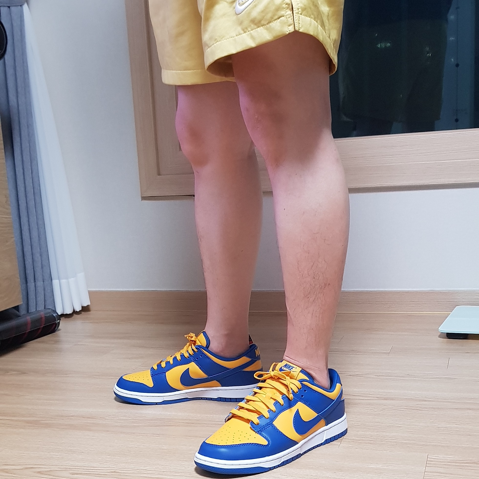 Nike Dunk Low Retro Blue Jay and University Gold 착용 스타일 - 1