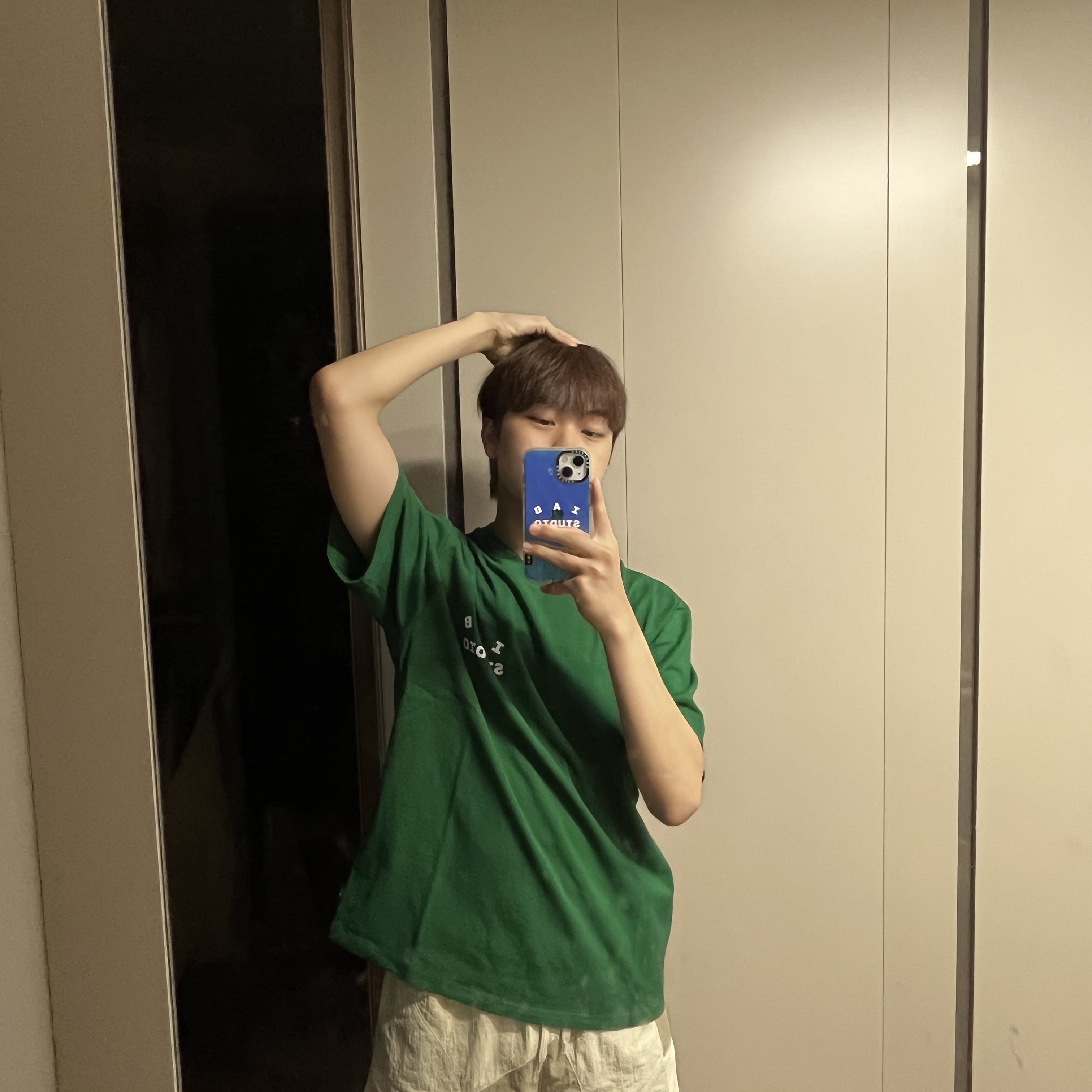 IAB Studio T-Shirt Green - 22FW, Casetify x IAB Studio iPhone White Logo Impact Case Aurora 착용 스타일