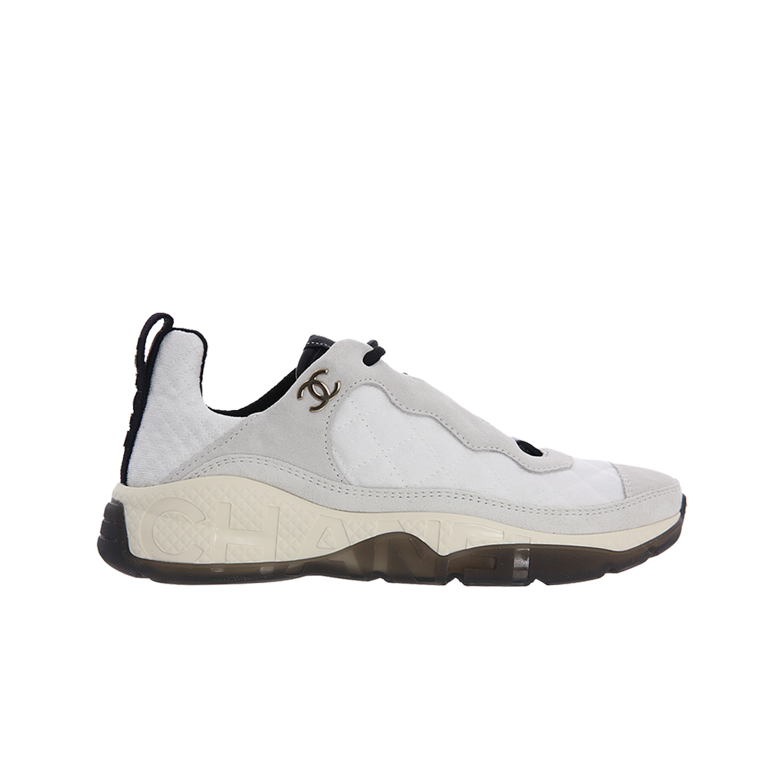 (W) 샤넬 스니커즈 메쉬 스웨이드 카프스킨 & 화이트 라이트 그레이((W) Chanel Sneakers Mesh Suede Calfskin & White Light Grey) - 1