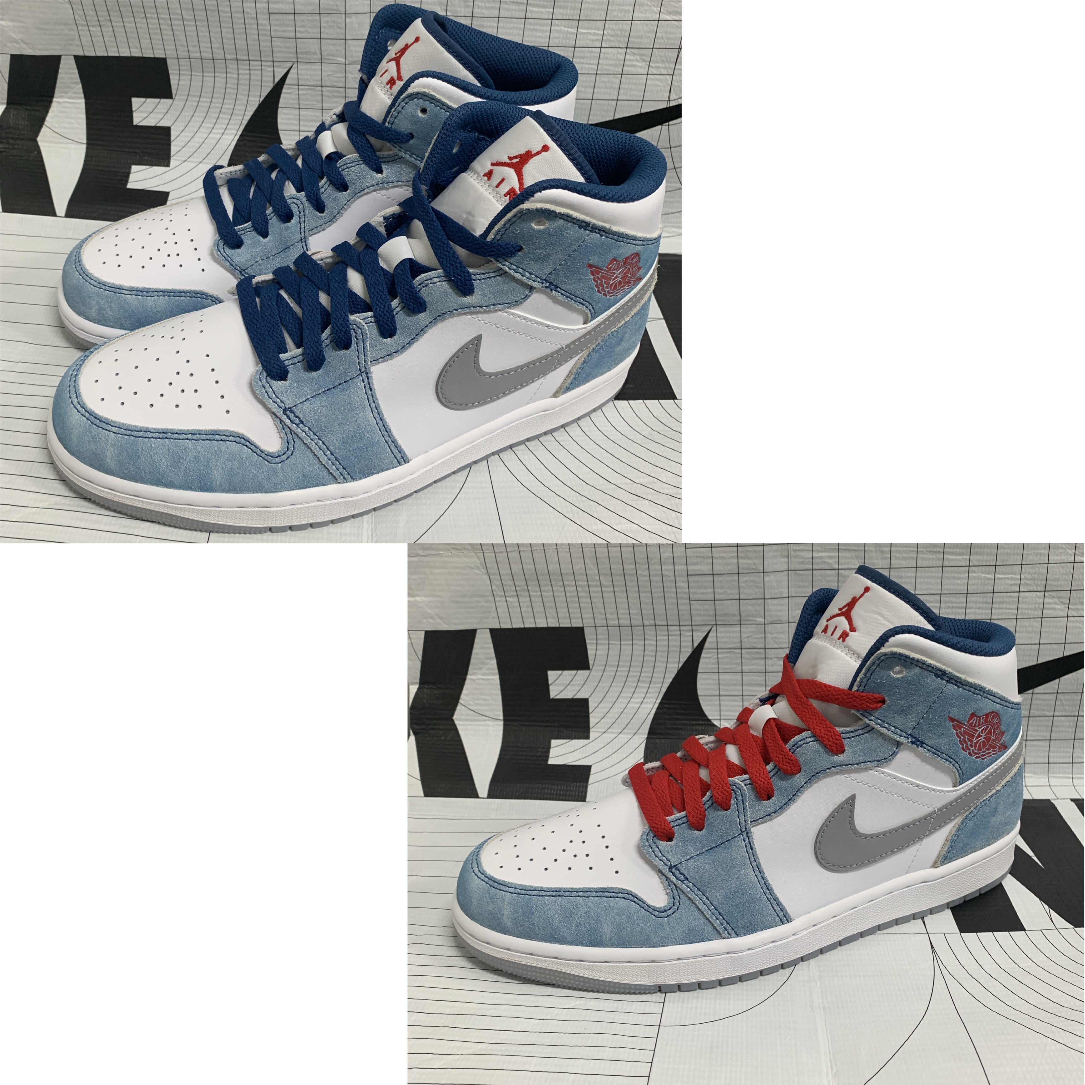 Jordan 1 Mid SE French Blue Fire Red 착용 스타일 - 2