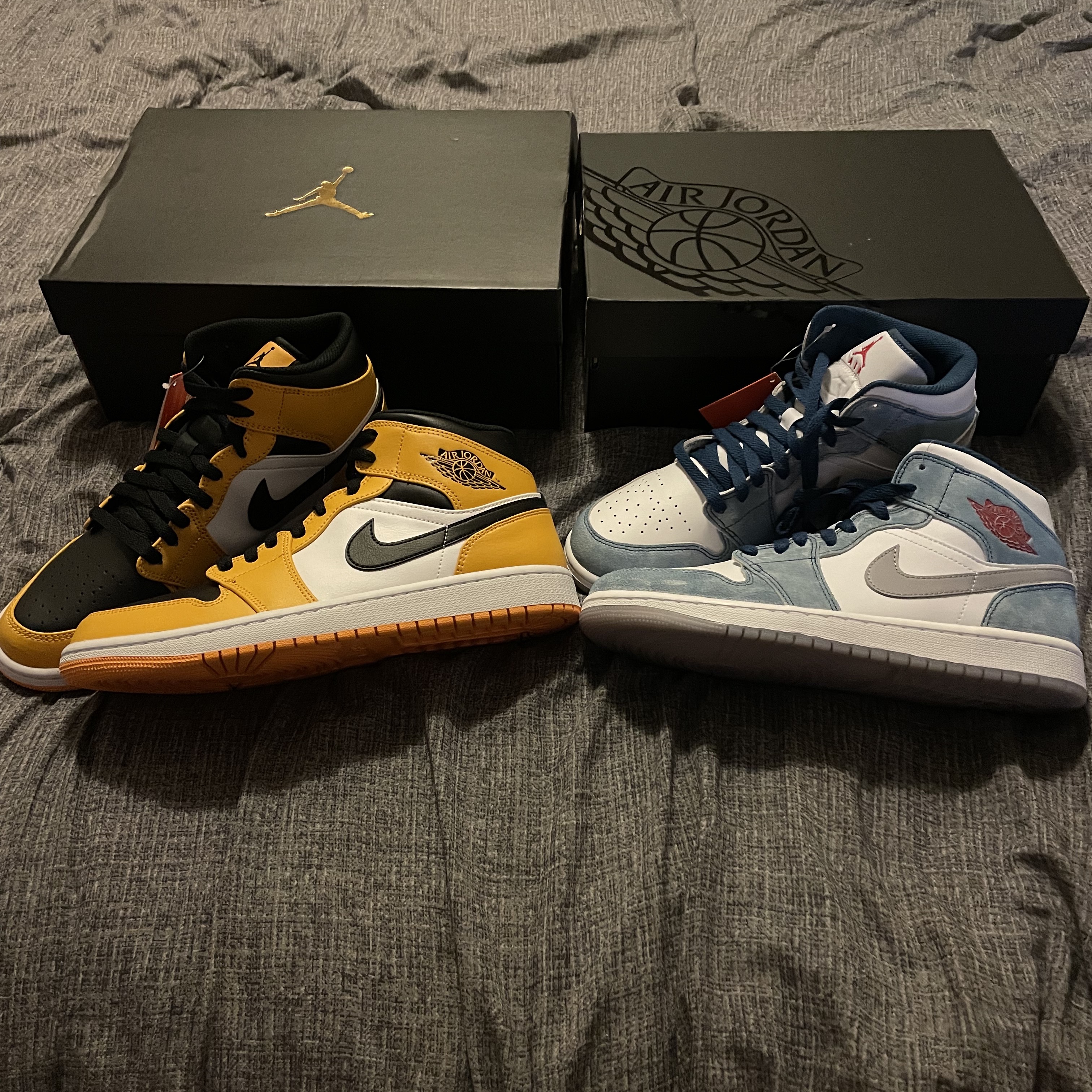 Jordan 1 Mid SE French Blue Fire Red, Jordan 1 Mid Taxi 착용 스타일