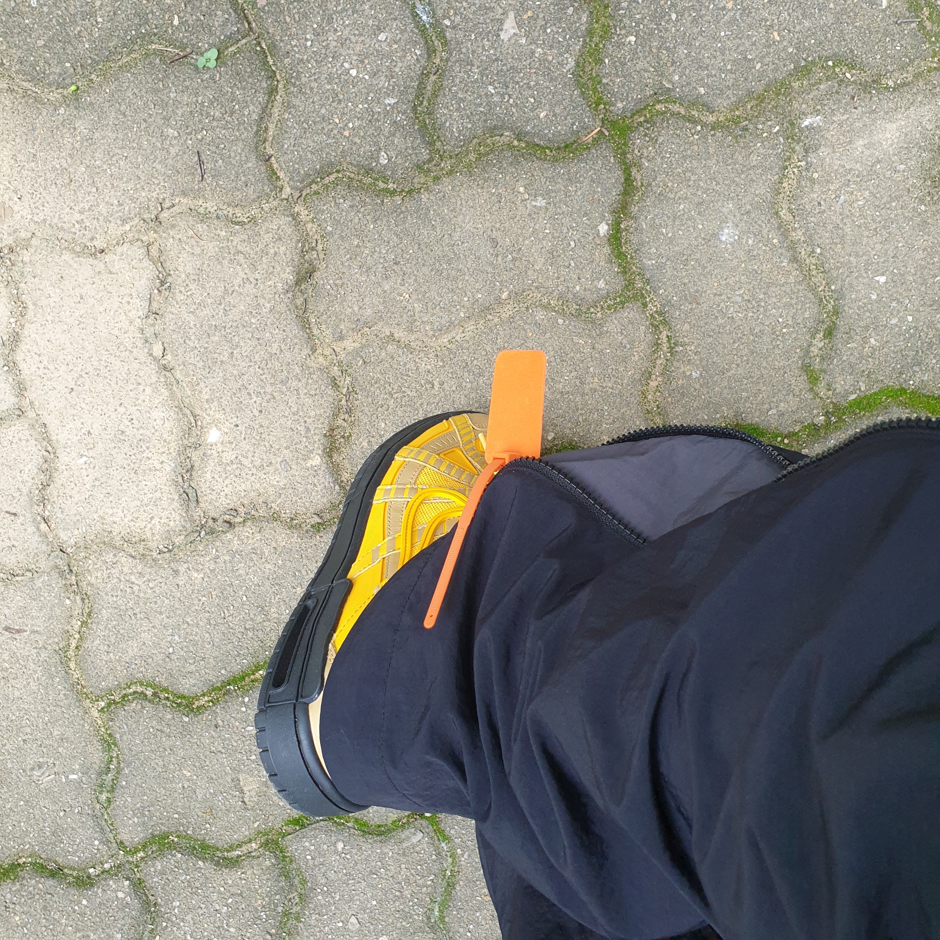 Nike x Off-White Air Rubber Dunk University Gold 착용 스타일 - 2