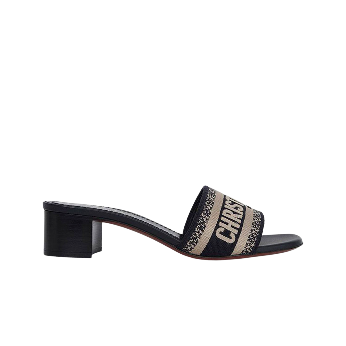 (W) 디올 디웨이 뮬 힐 체크앤디올 자수 코튼 네이비 블루((W) Dior Dway Mule Heel Check'n'Dior Embroidered Cotton Navy Blue) - 1