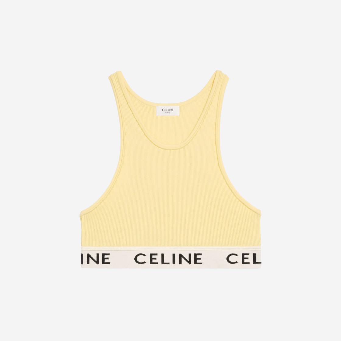 (W) Celine Sports Bra in Athletic Knit Light Yellow Off White 상세 이미지 1