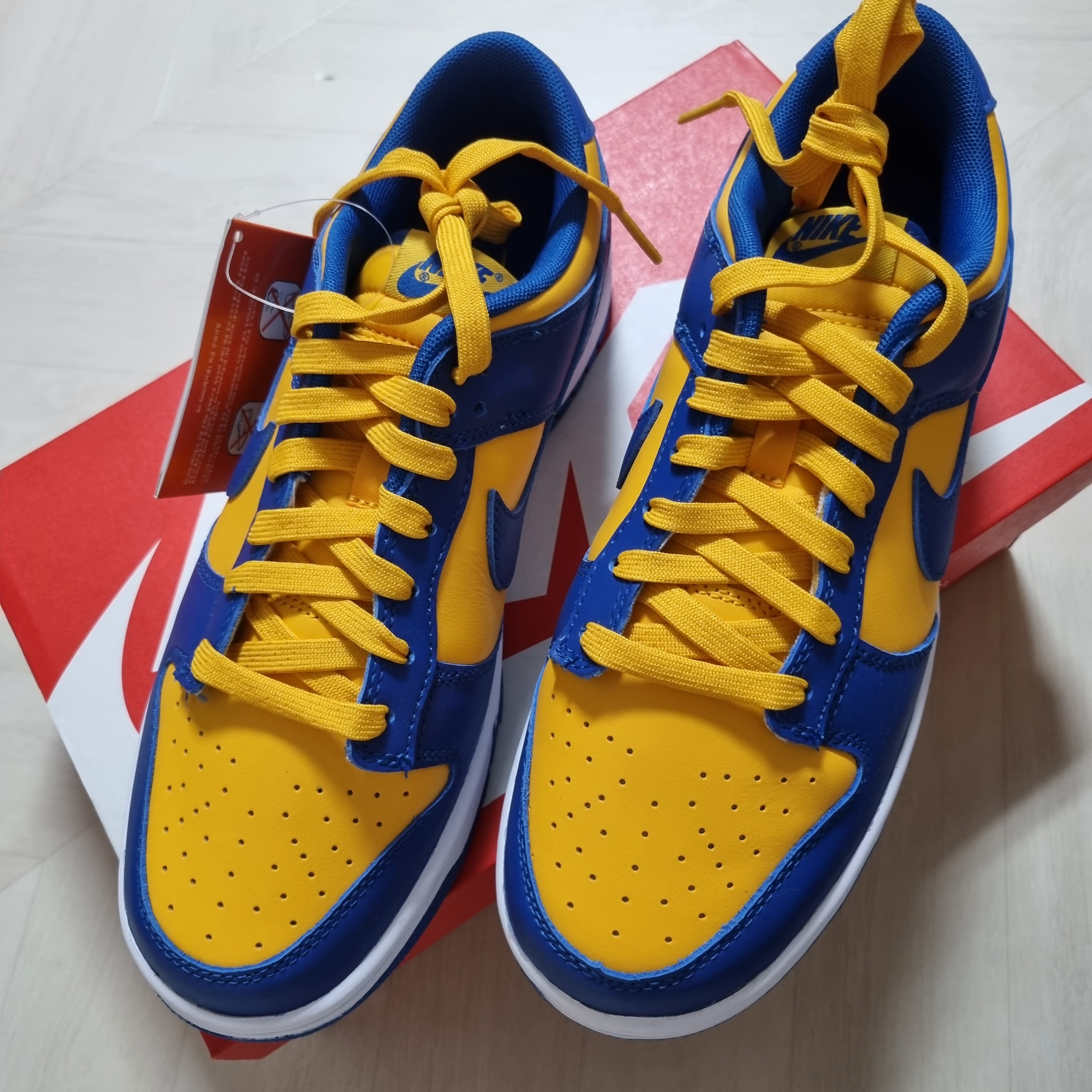 Nike Dunk Low Retro Blue Jay and University Gold 착용 스타일