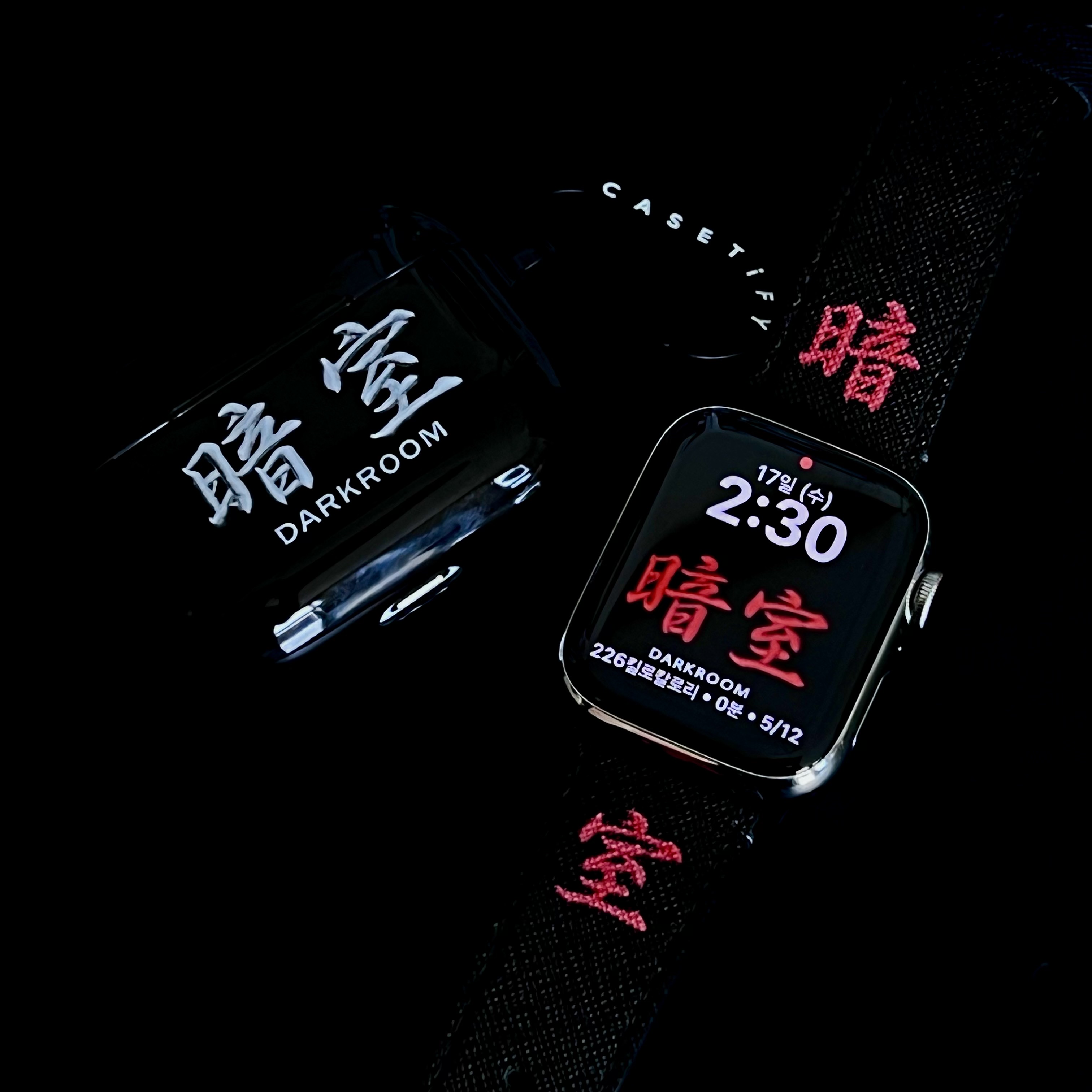 Casetify x Darkr8m Studio Silver Stitch Logo AirPods Pro Case TPU Black 착용 스타일