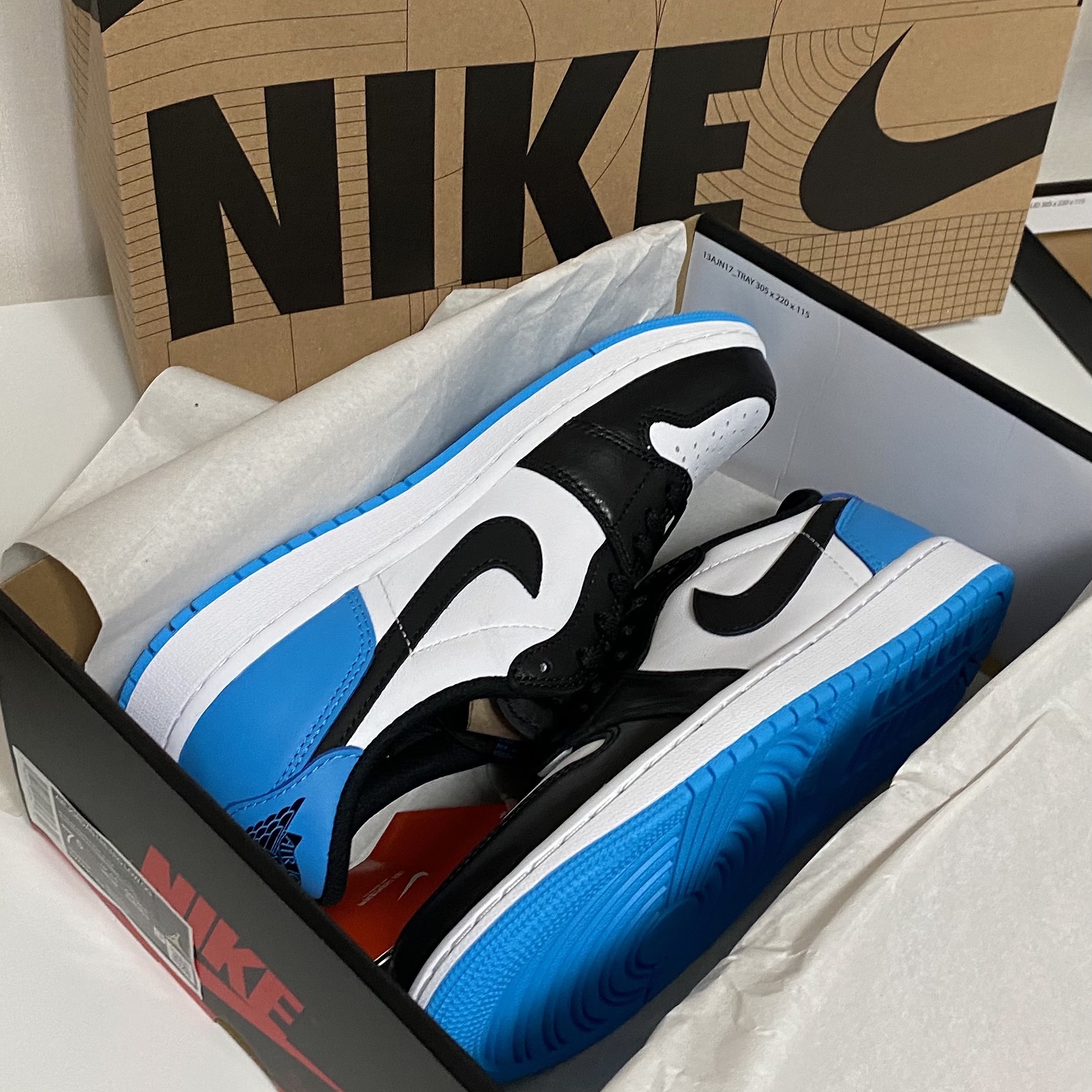Jordan 1 Retro Low OG Black and Dark Powder Blue 착용 스타일