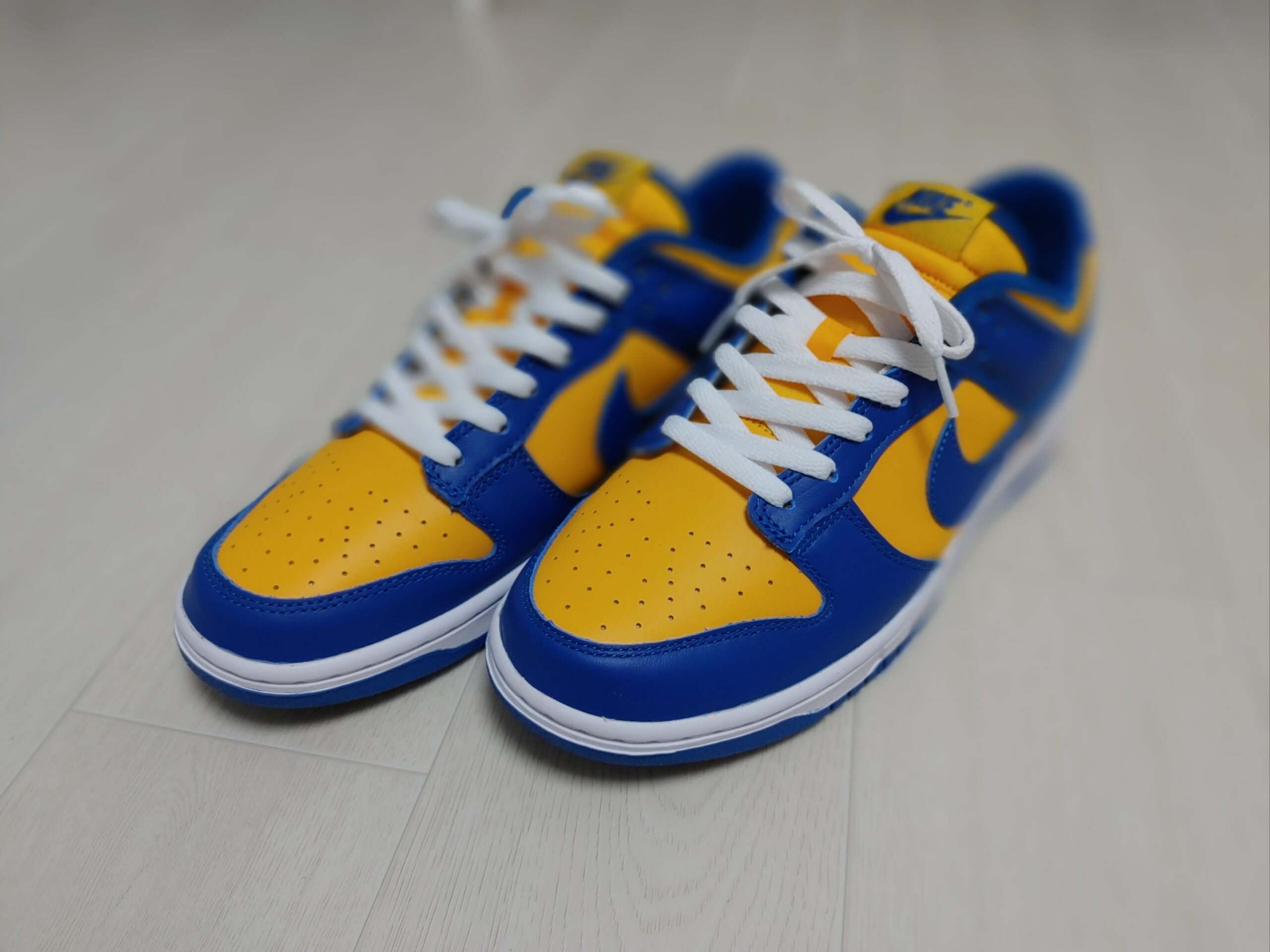 Nike Dunk Low Retro Blue Jay and University Gold 착용 스타일 - 2