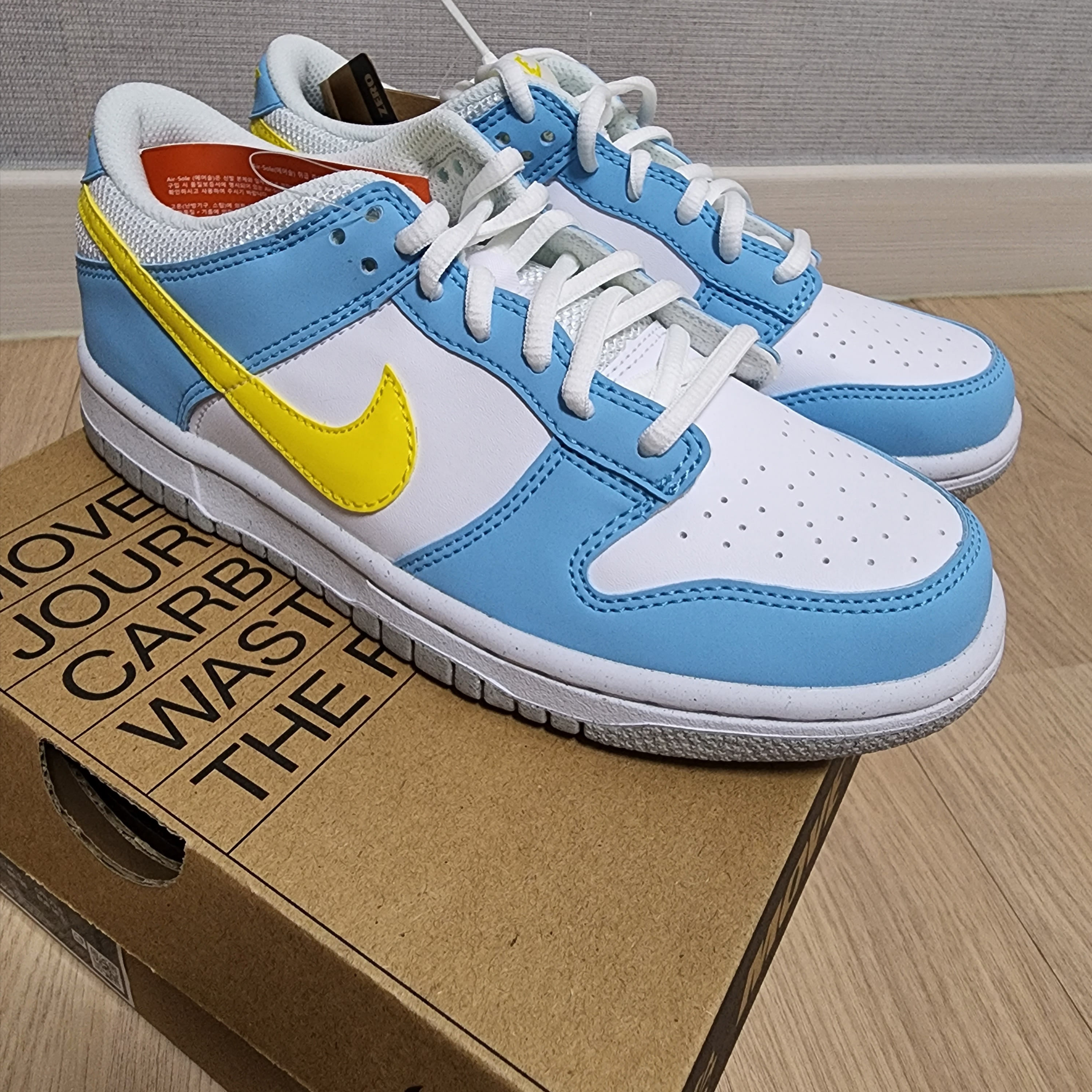 (GS) Nike Dunk Low Next Nature Blue Chill Yellow Strike 착용 스타일 - 2
