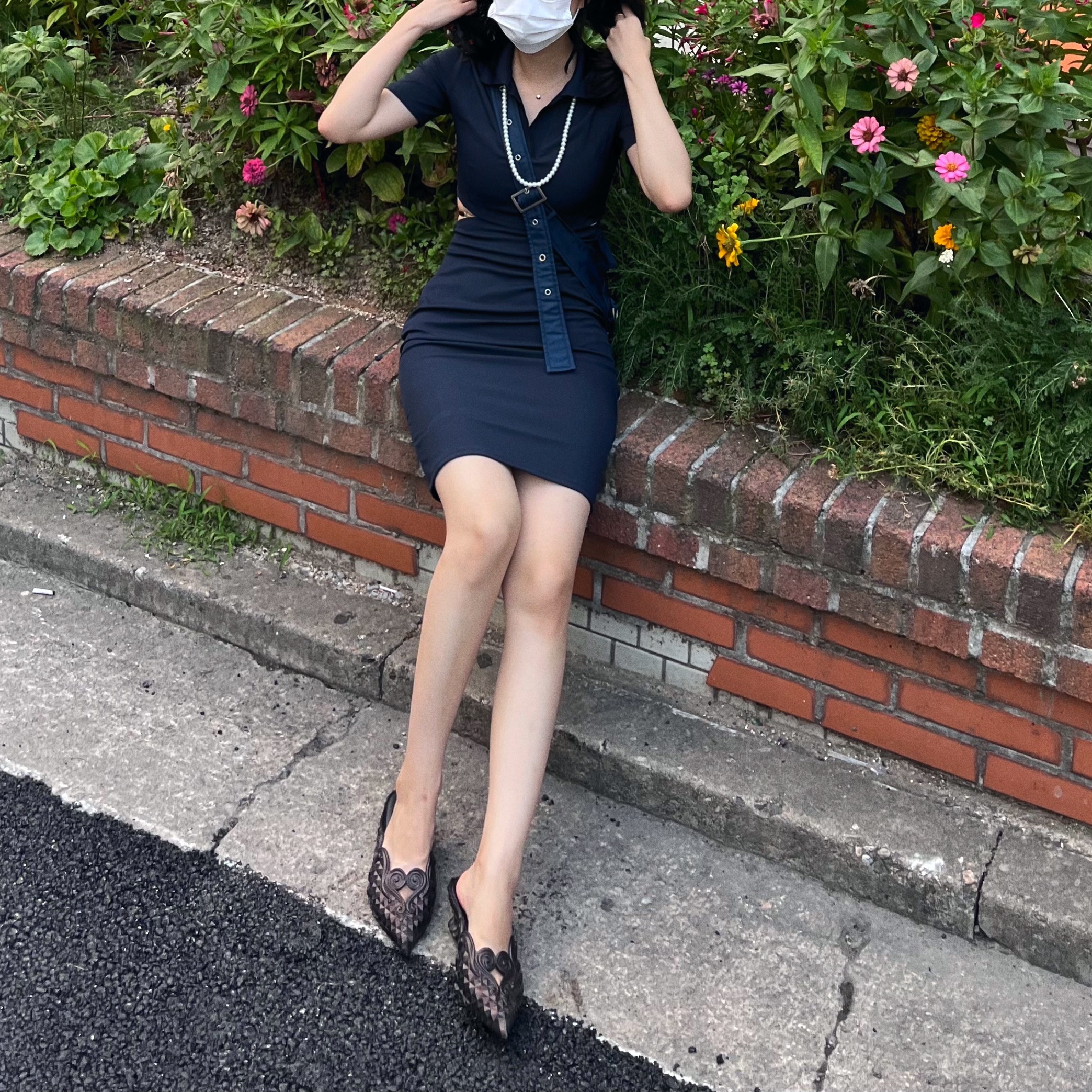 (W) Nike x Jacquemus NRG Short Sleeve Polo Dress Dark Obsidian - Asia, (W) Nike x Jacquemus NRG Short Sleeve Polo Dress Dark Obsidian - US/EU 착용 스타일 - 5