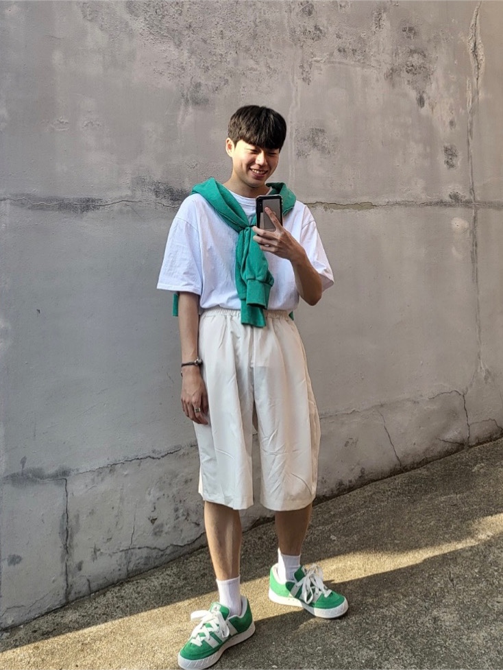 Adidas Adimatic Green 착용 스타일