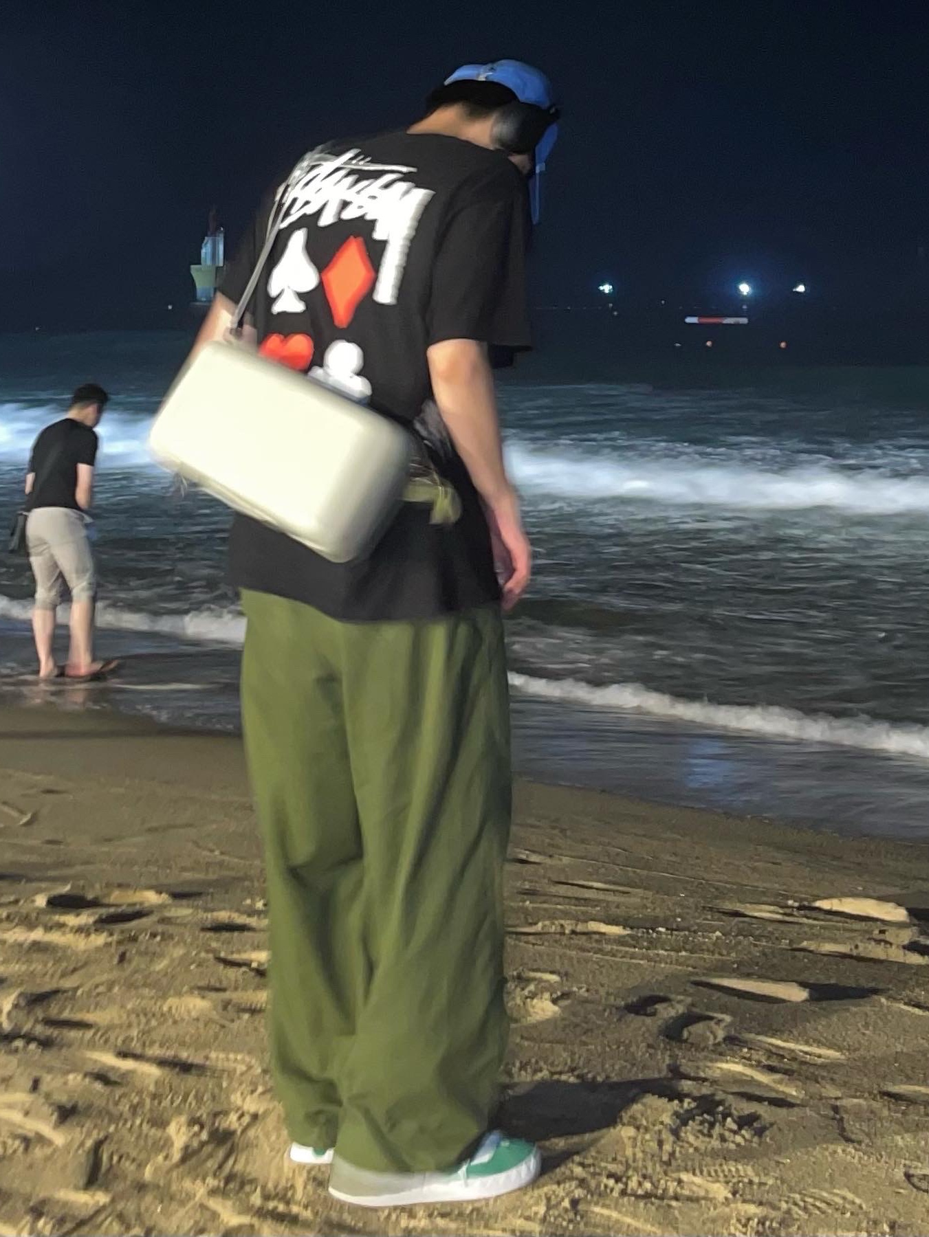Stussy Full Deck 2 T-Shirt Black, Adidas Adimatic Green 착용 스타일 - 2