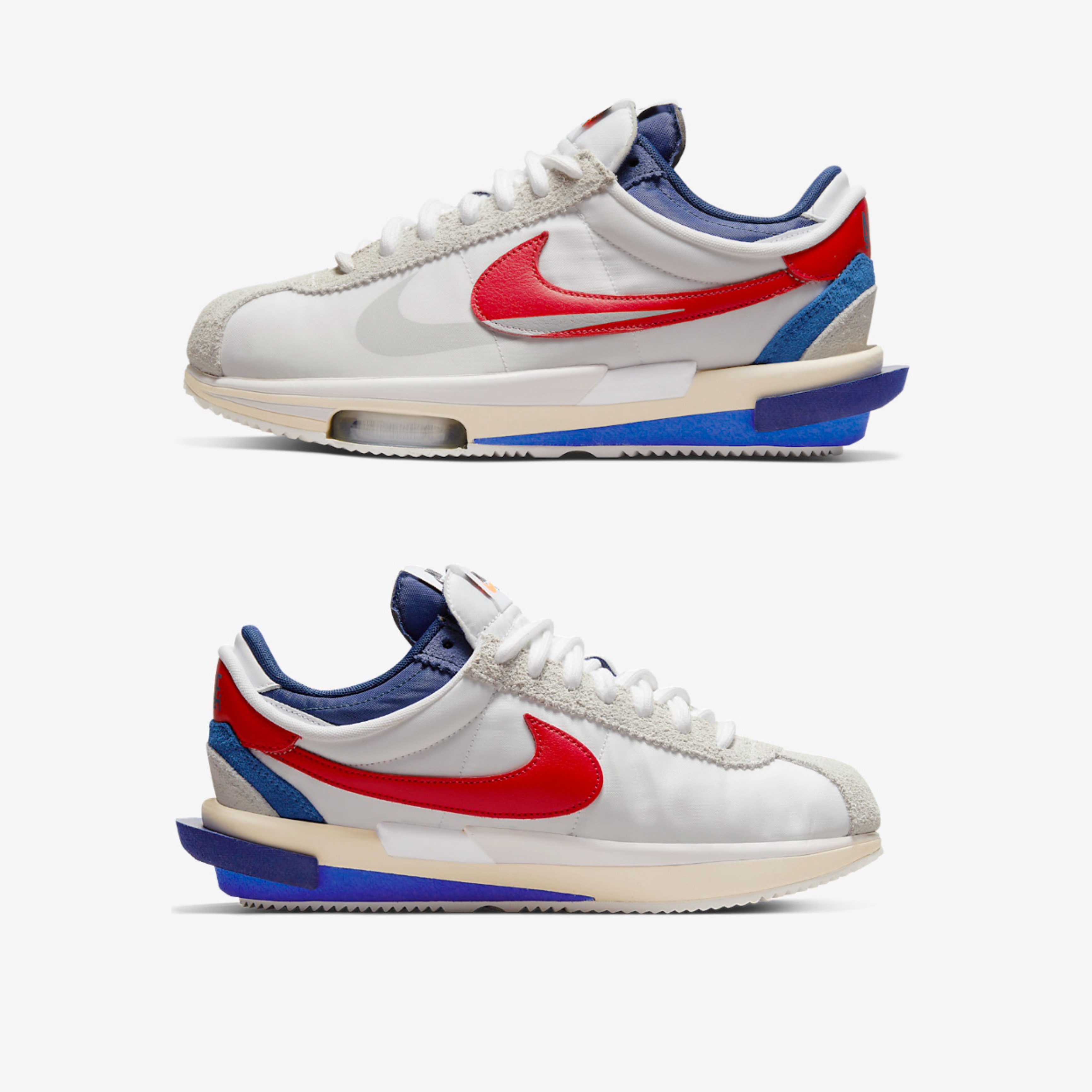 Nike x Sacai Zoom Cortez SP White and University Red 착용 스타일 - 3