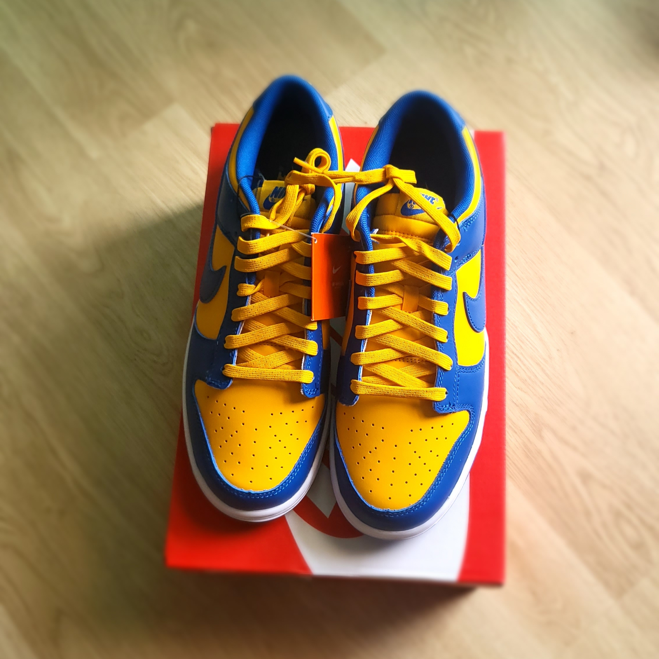 Nike Dunk Low Retro Blue Jay and University Gold 착용 스타일 - 3