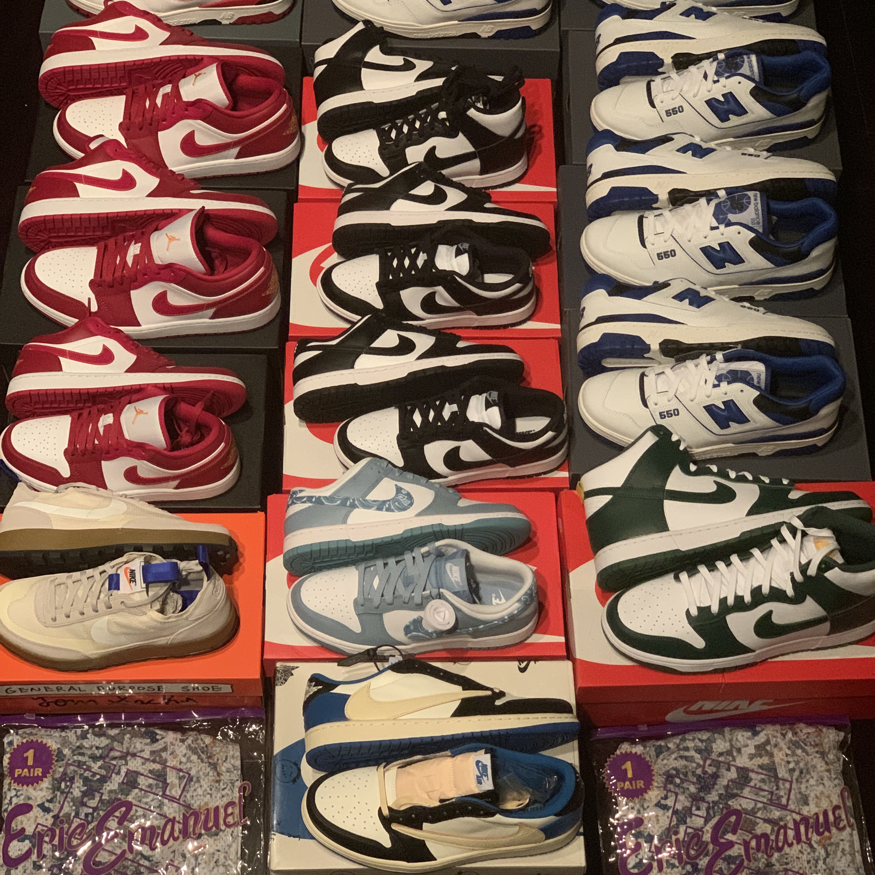 Nike x Tom Sachs General Purpose Shoe Light Cream, Jordan 1 x Travis Scott x Fragment Retro Low OG SP Military Blue 착용 스타일