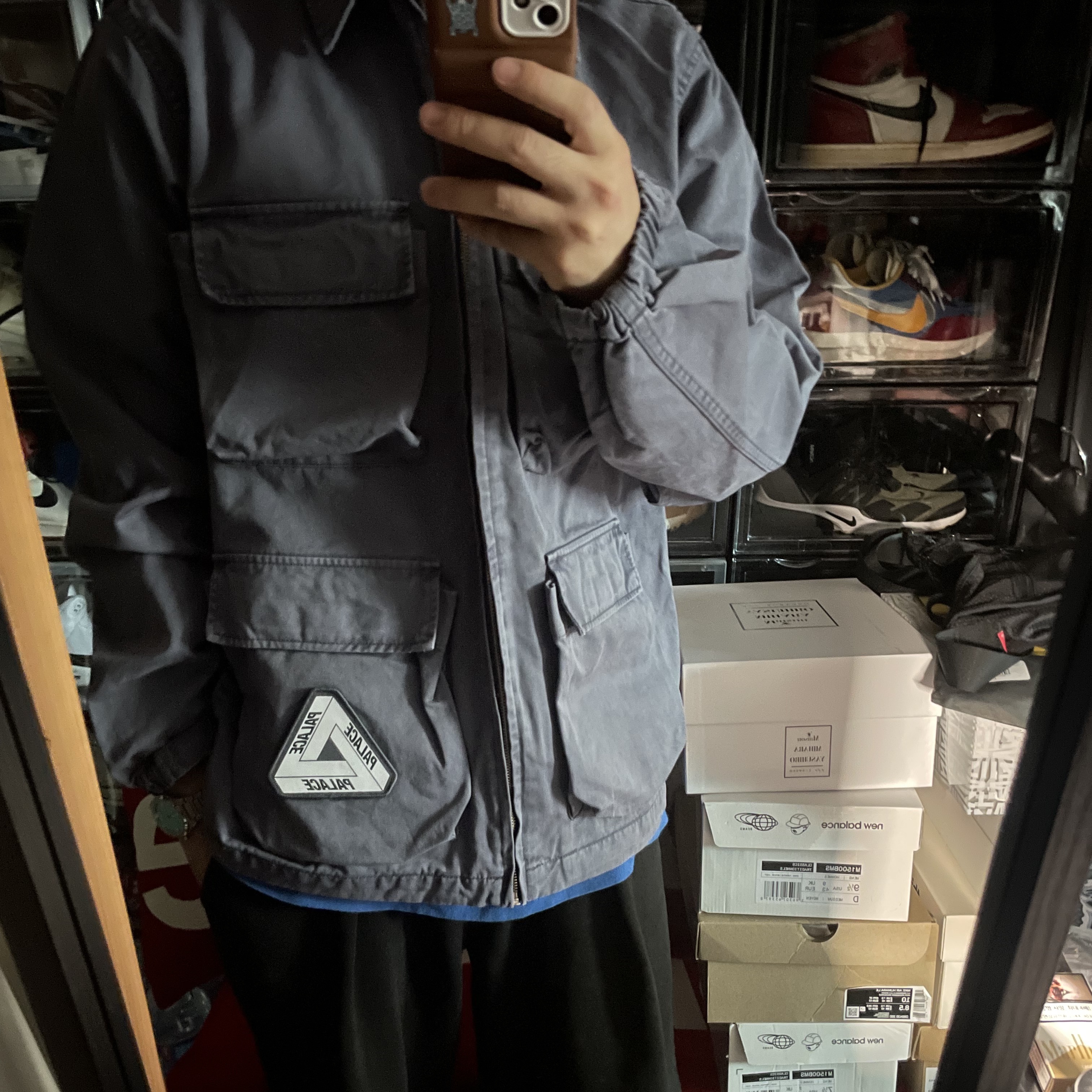 Palace Garment Dyed Jacket Grey - 22FW 착용 스타일