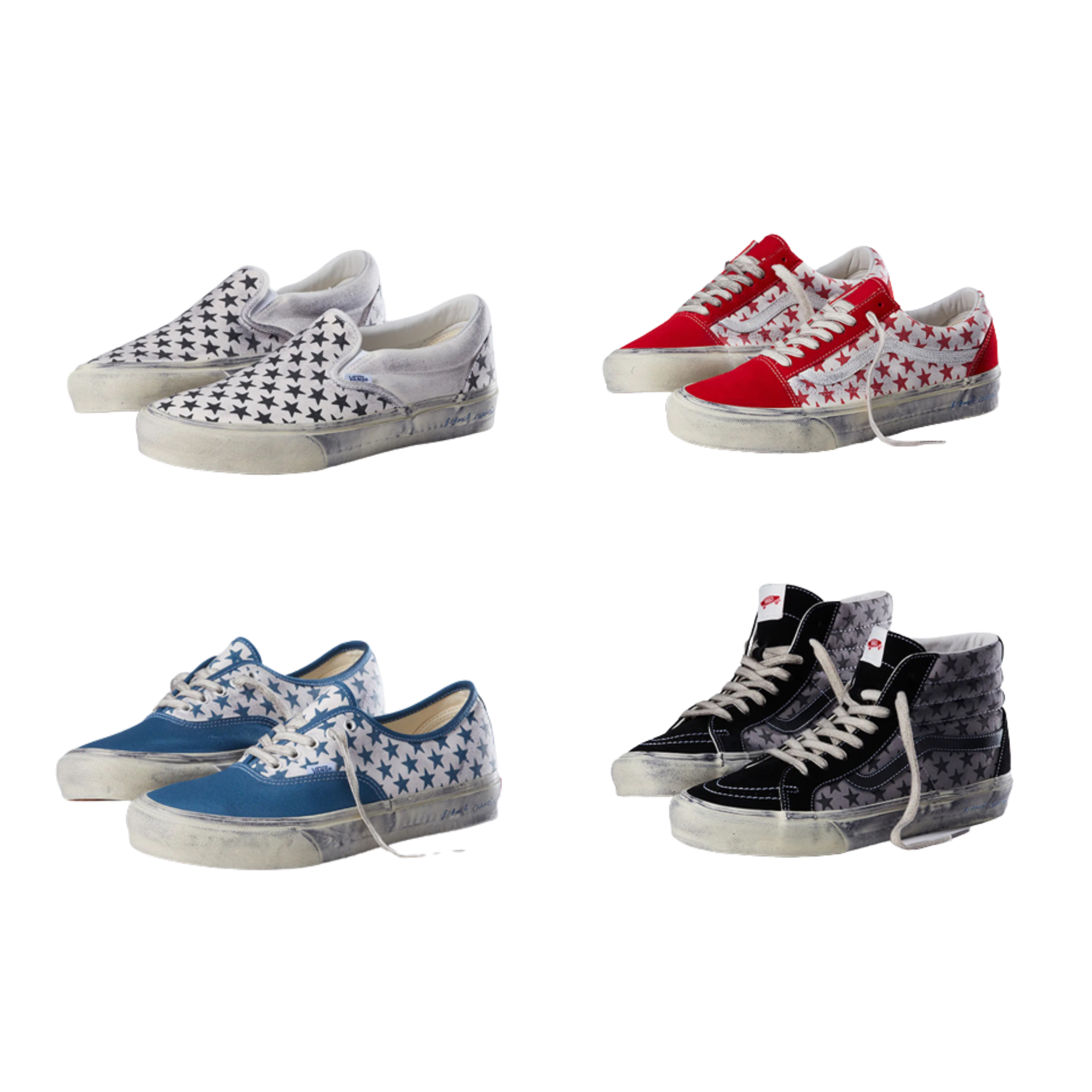Vans Vault x Bianca Chandon Classic Slip-On LX Stressed Black White, Vans Vault x Bianca Chandon Authentic LX Stressed Navy White 착용 스타일 - 2