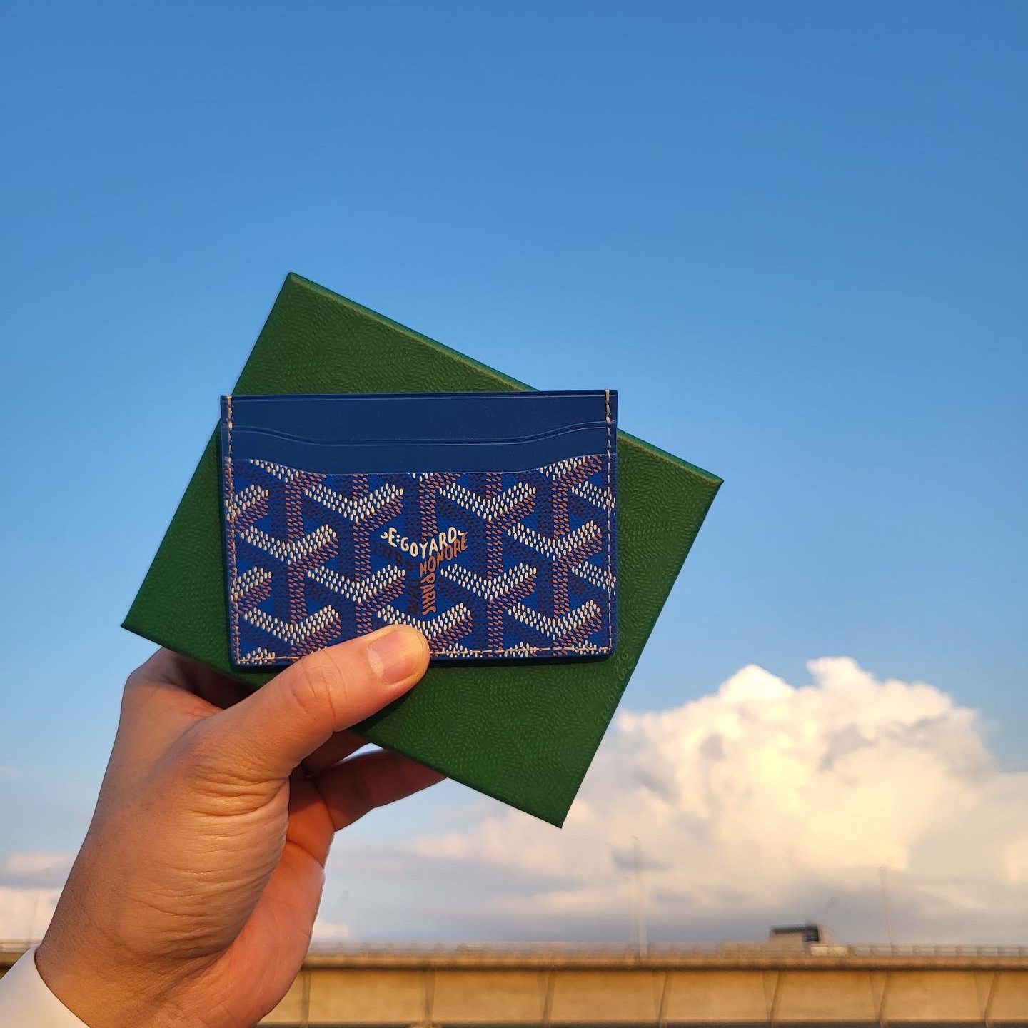 Goyard Saint Sulpice Card Holder Sky Blue 착용 스타일 - 1
