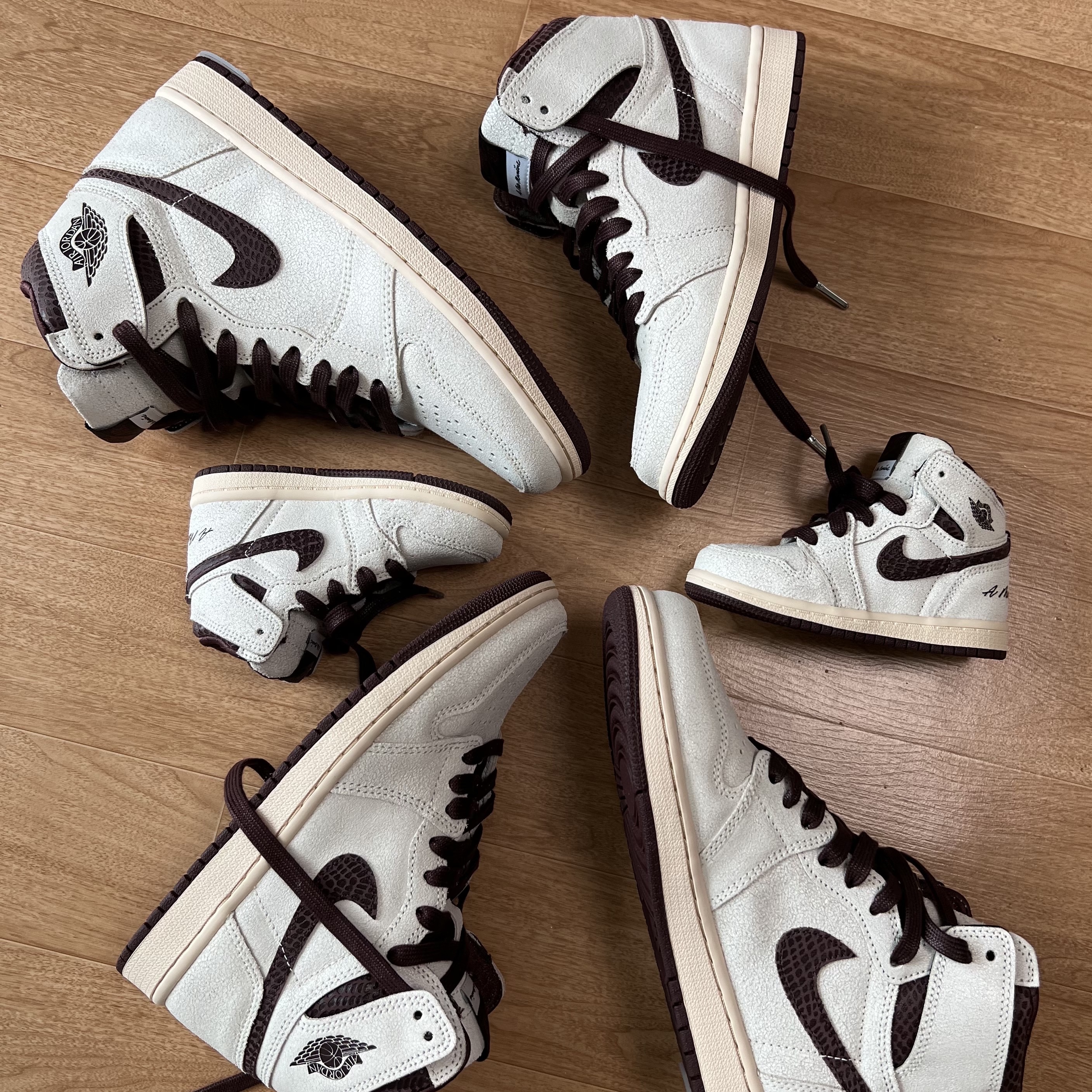 Jordan 1 x A Ma Maniere Retro High OG SP Sail and Burgundy, (TD) Jordan 1 x A Ma Maniere Retro High OG SP Burgundy and Sail 착용 스타일