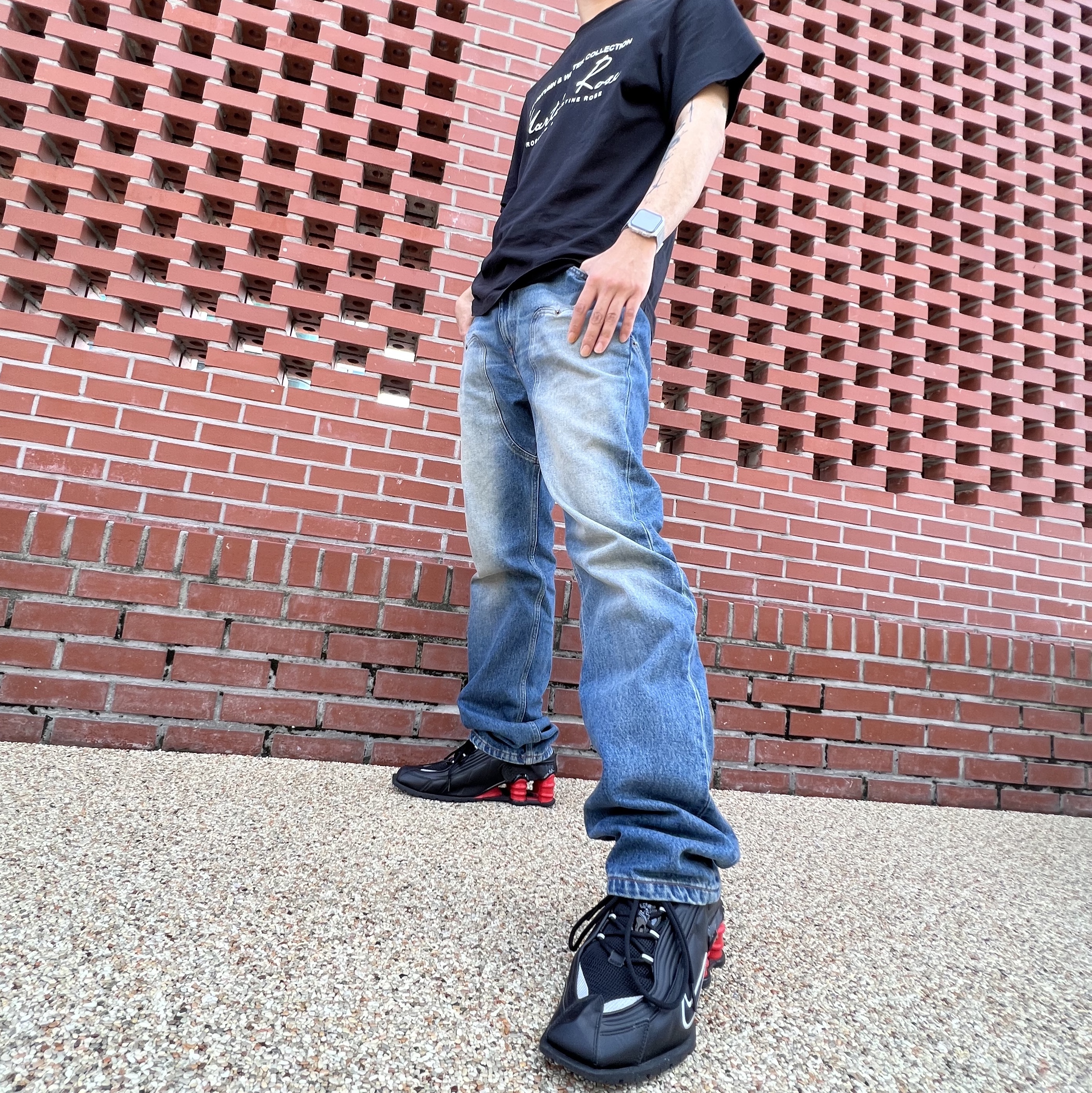 Nike x Martine Rose Shox MR4 Black 착용 스타일